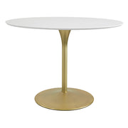 Flower Dining Table - White/Brass
