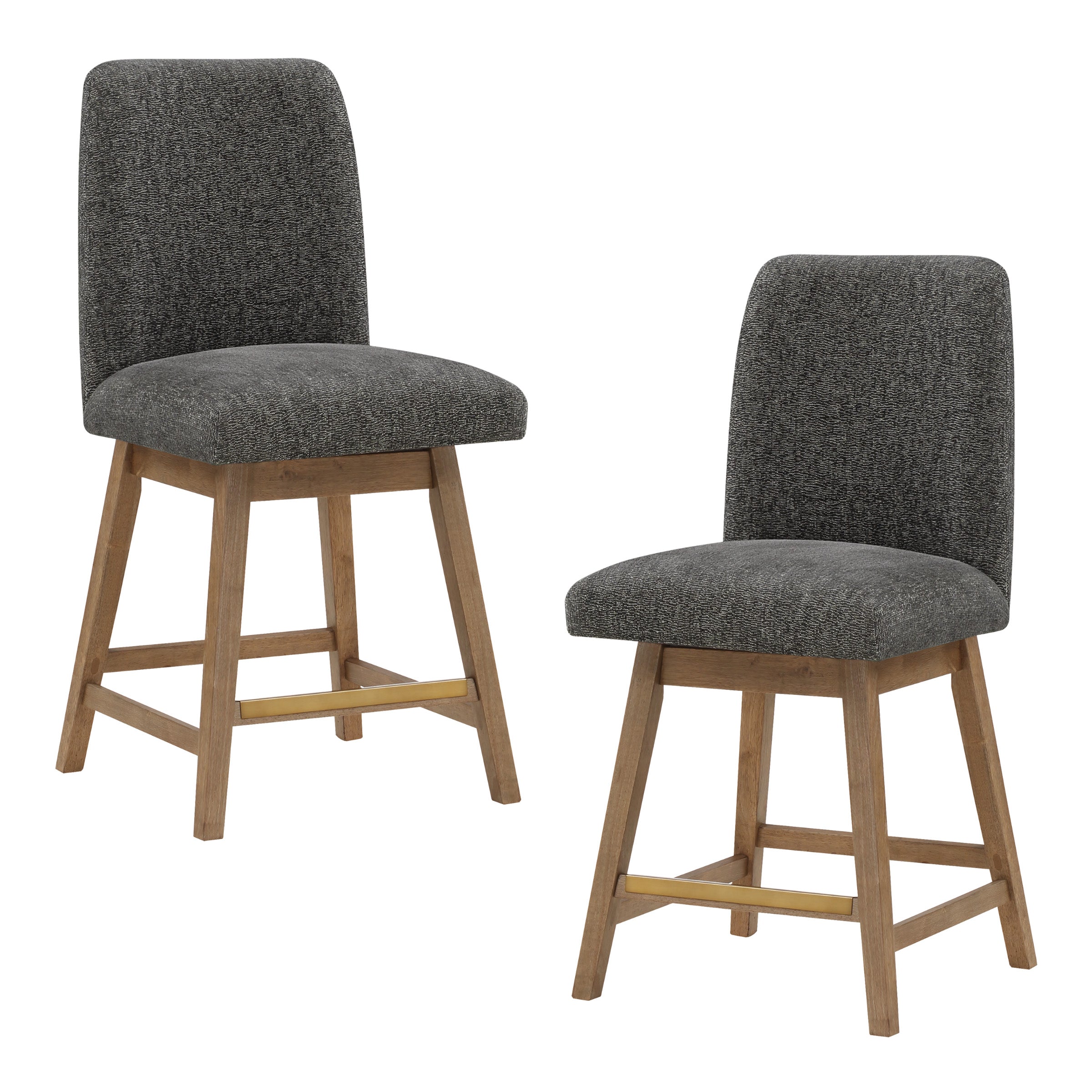 Finley 26” Swivel Counter Stool 2Pk - Charcoal/Med Oak