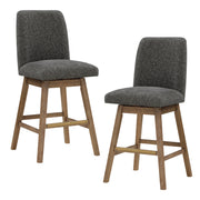 Finley 30" Swivel Barstool 2-Pack - Charcoal/Med Oak