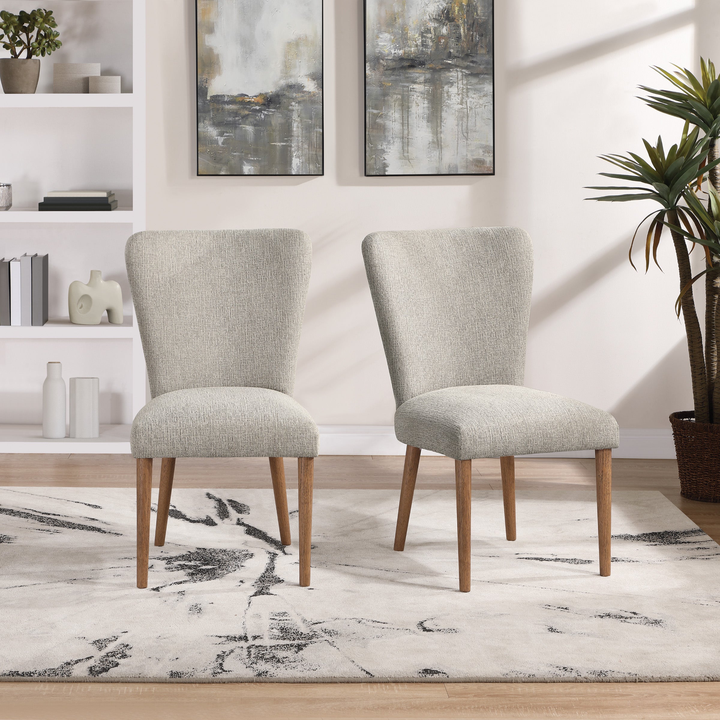 Farah Dining Chair 2 Pack in Cement Fabric with Medium Oak Legs