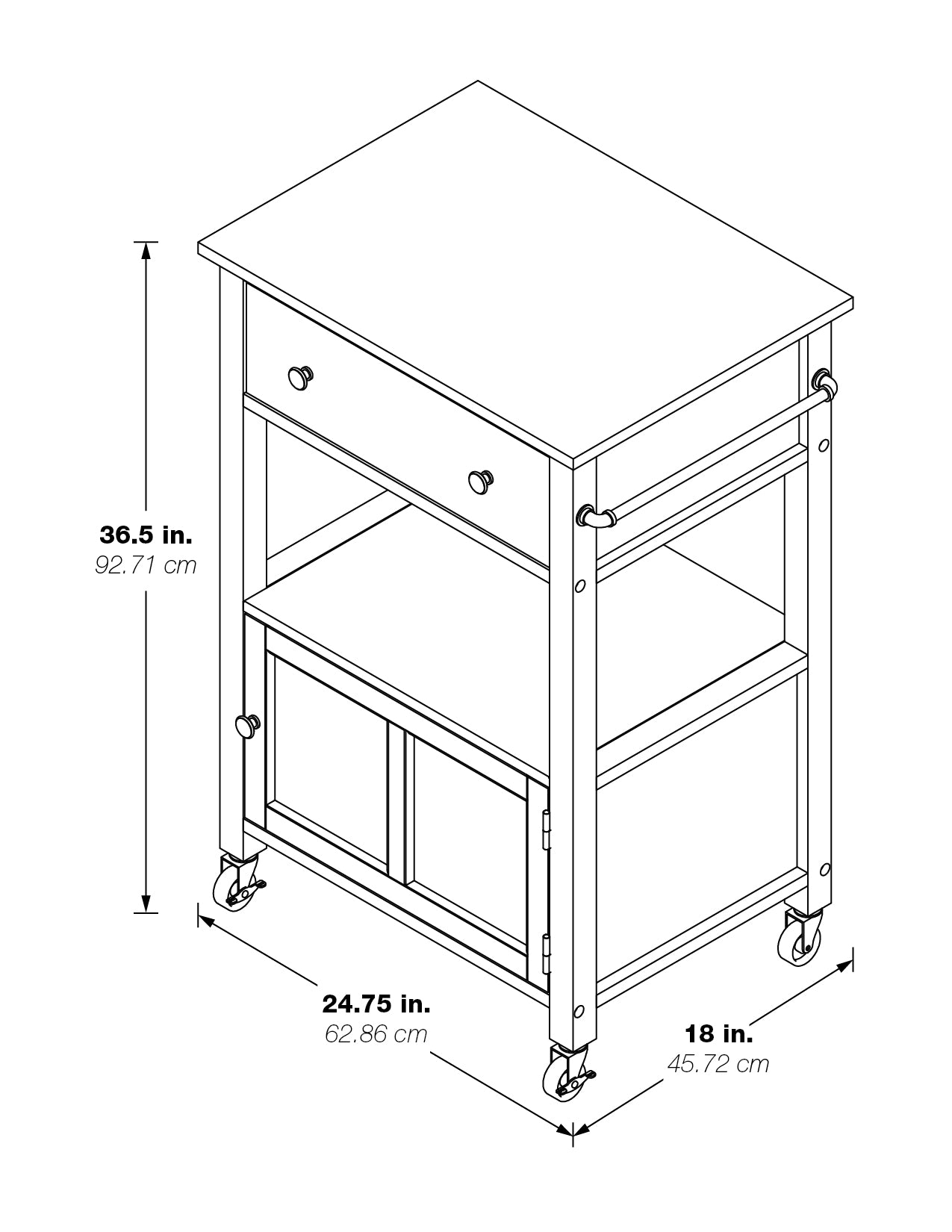 Fairfax Kitchen Cart White - White