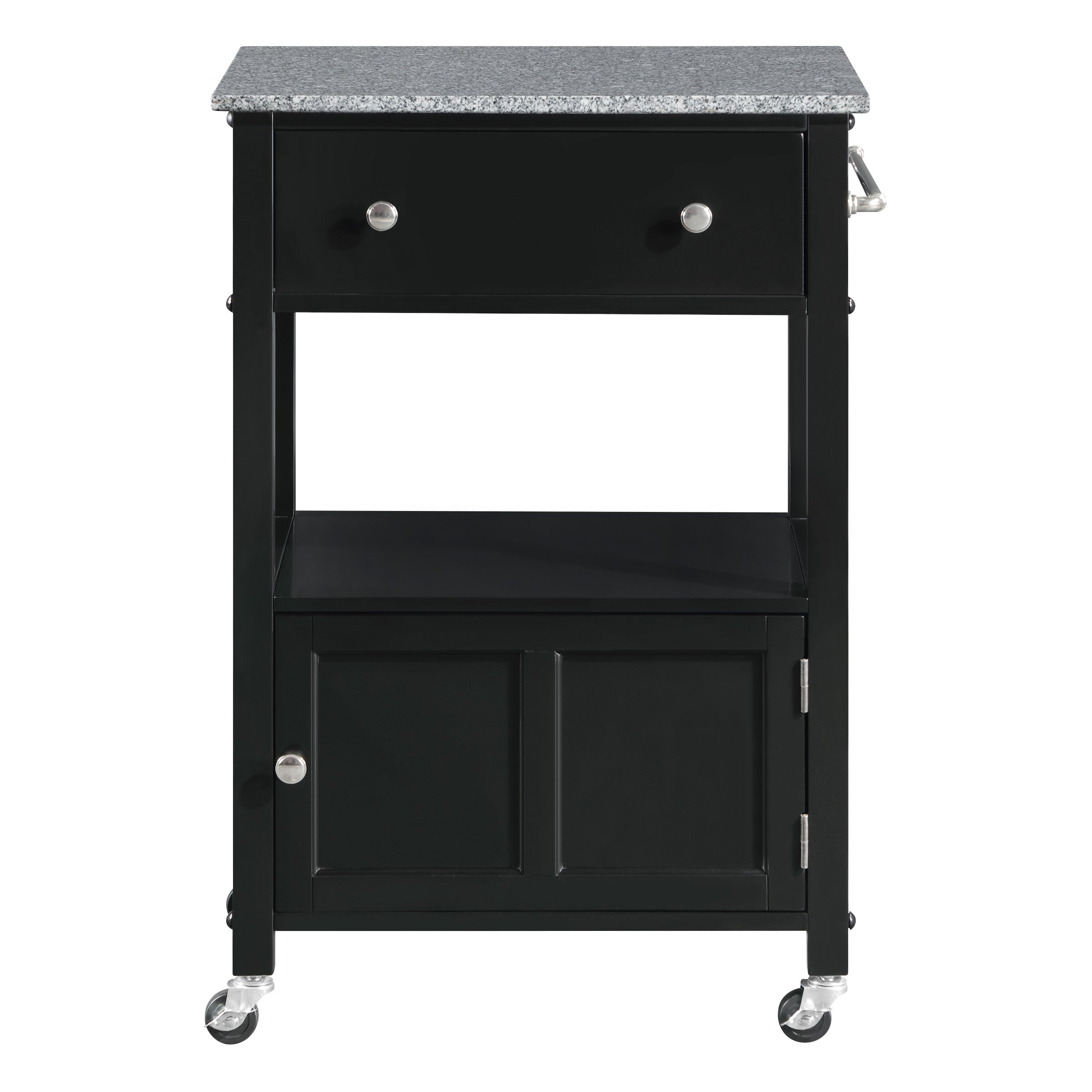 Fairfax Kitchen Cart with Granite Top and Black Base