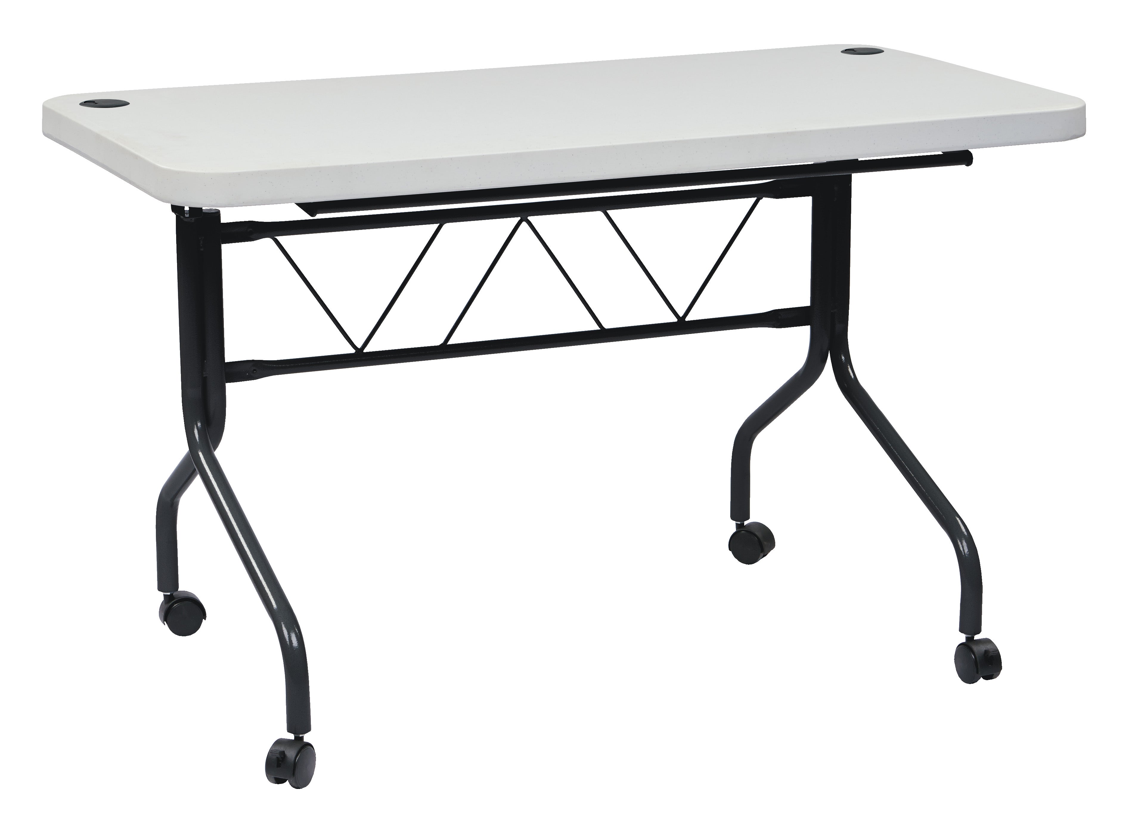 4’ Resin Multi Purpose Flip Table with Locking Casters - Grey top, Black Frame