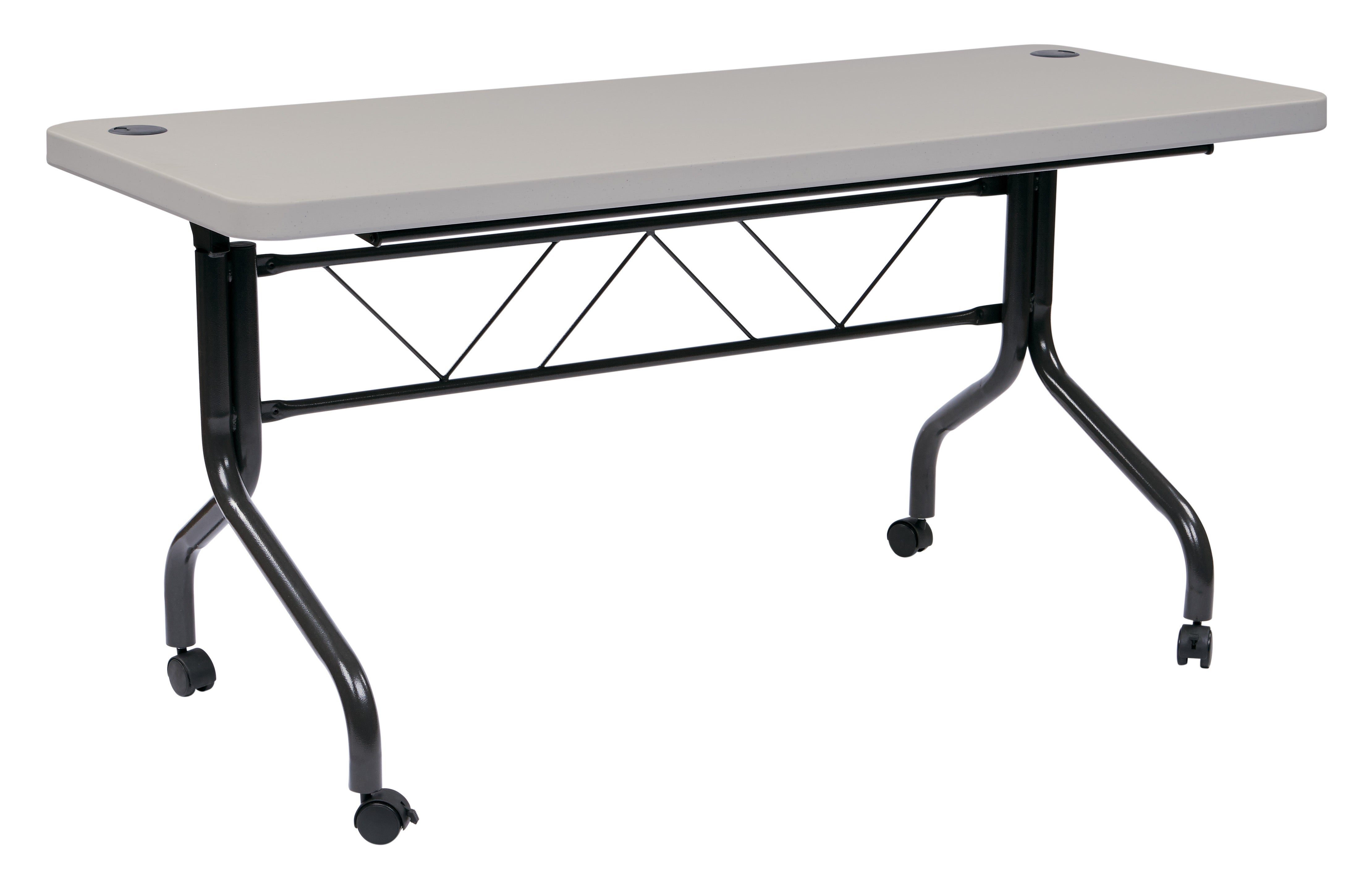 5’ Flip Table with Locking Casters - Grey top, Black Frame