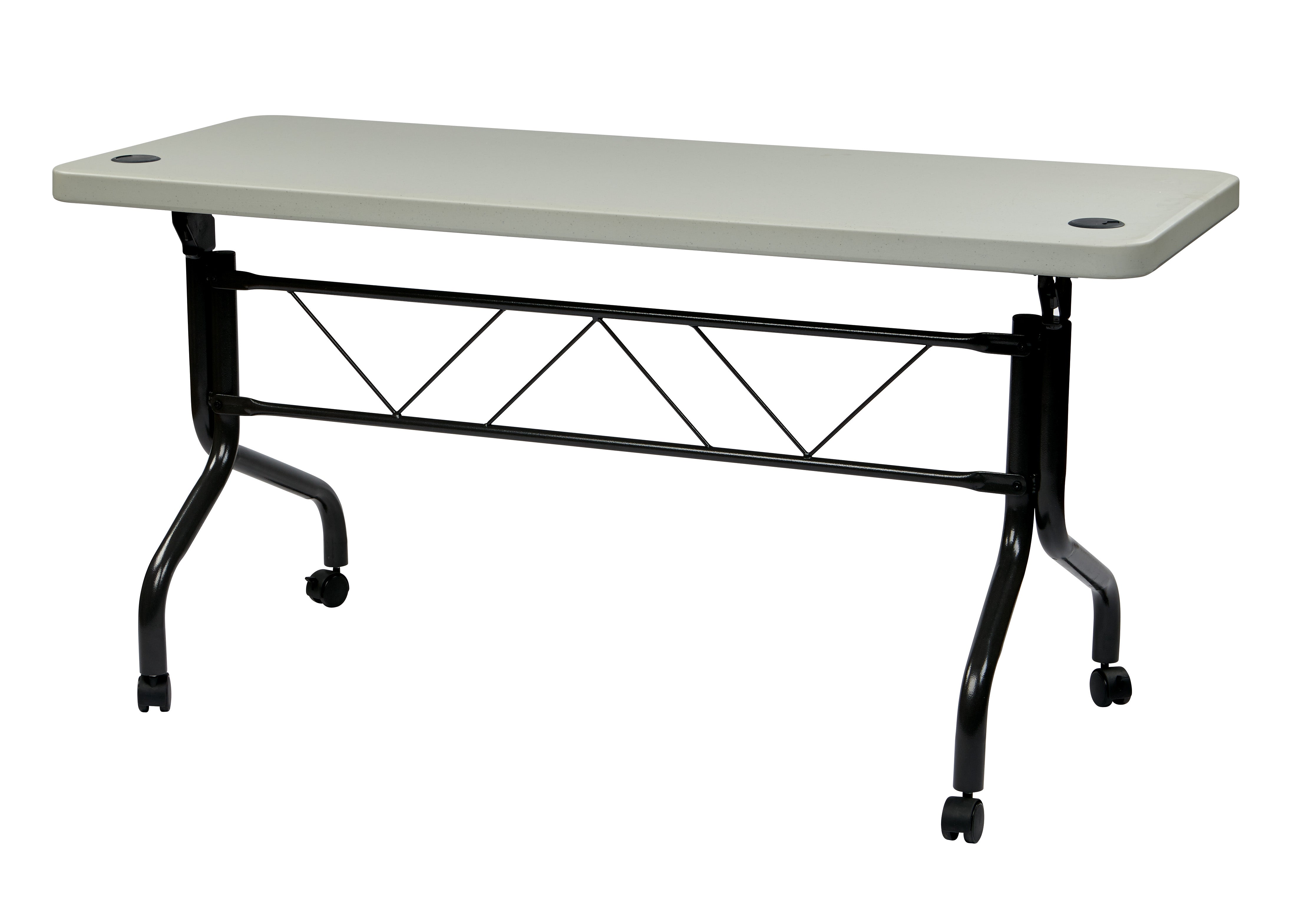 5’ Flip Table with Locking Casters - Grey top, Black Frame