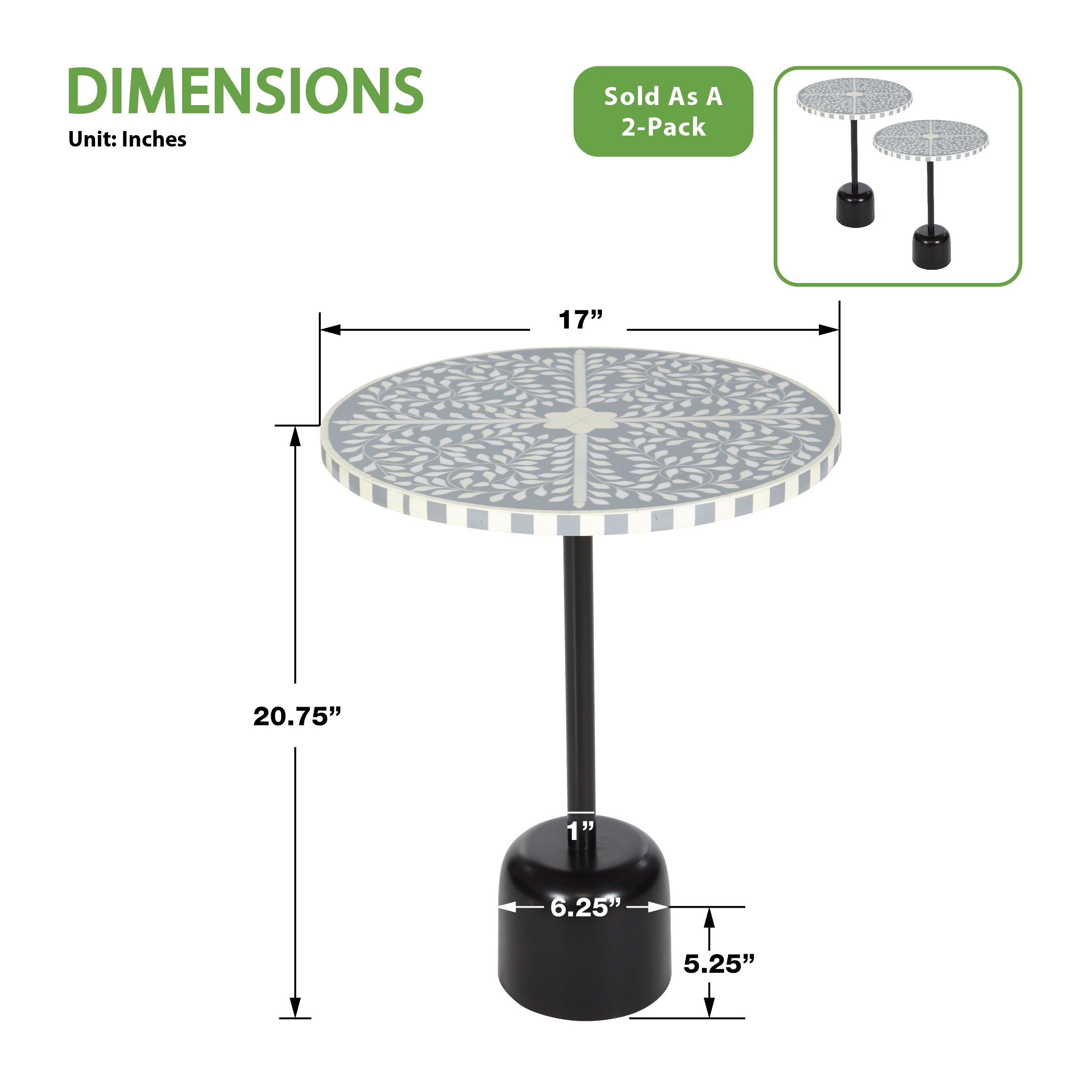 Mosaic Grey and White Accent Table - Black/ White/Light Grey