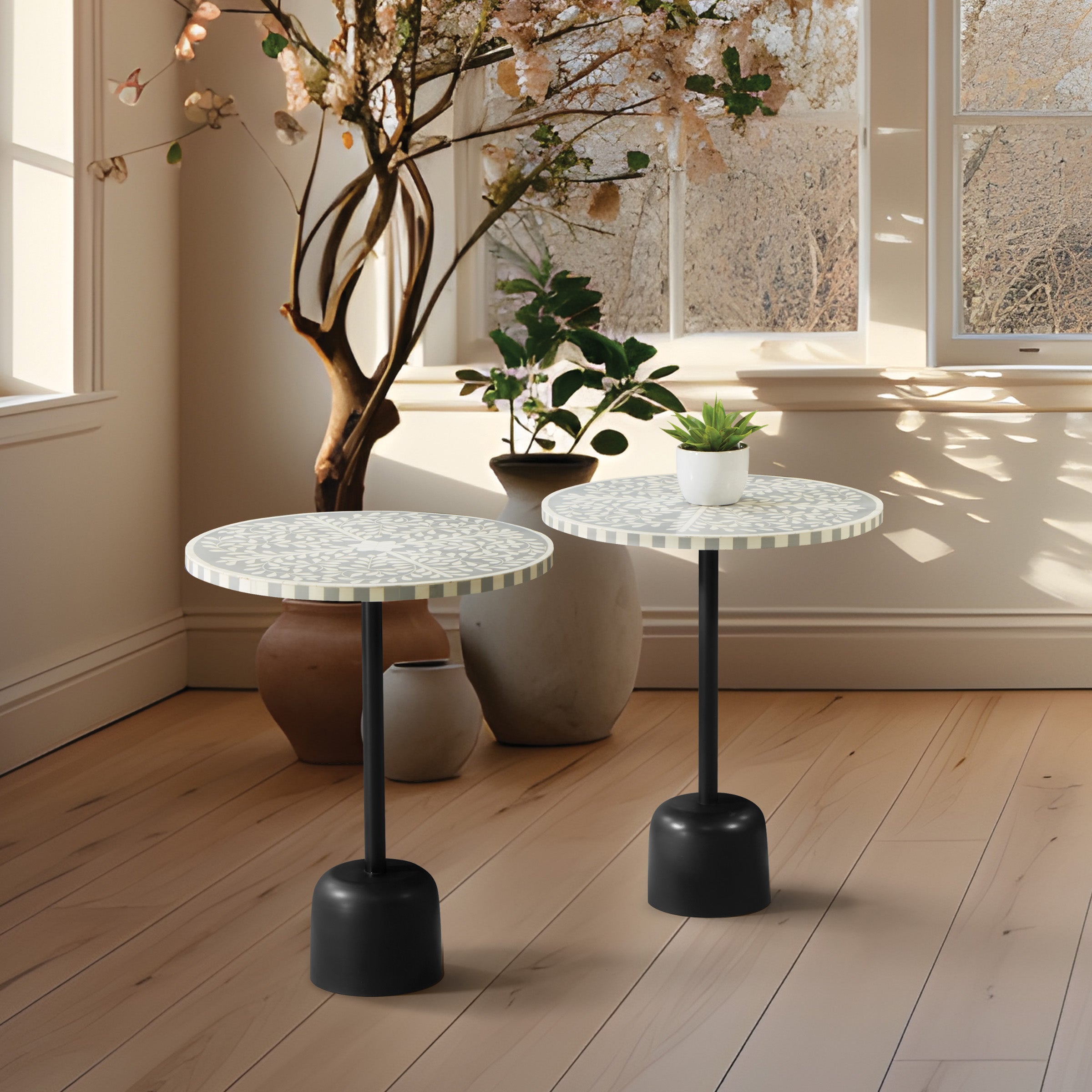 Mosaic Grey and White Accent Table - Black/ White/Light Grey