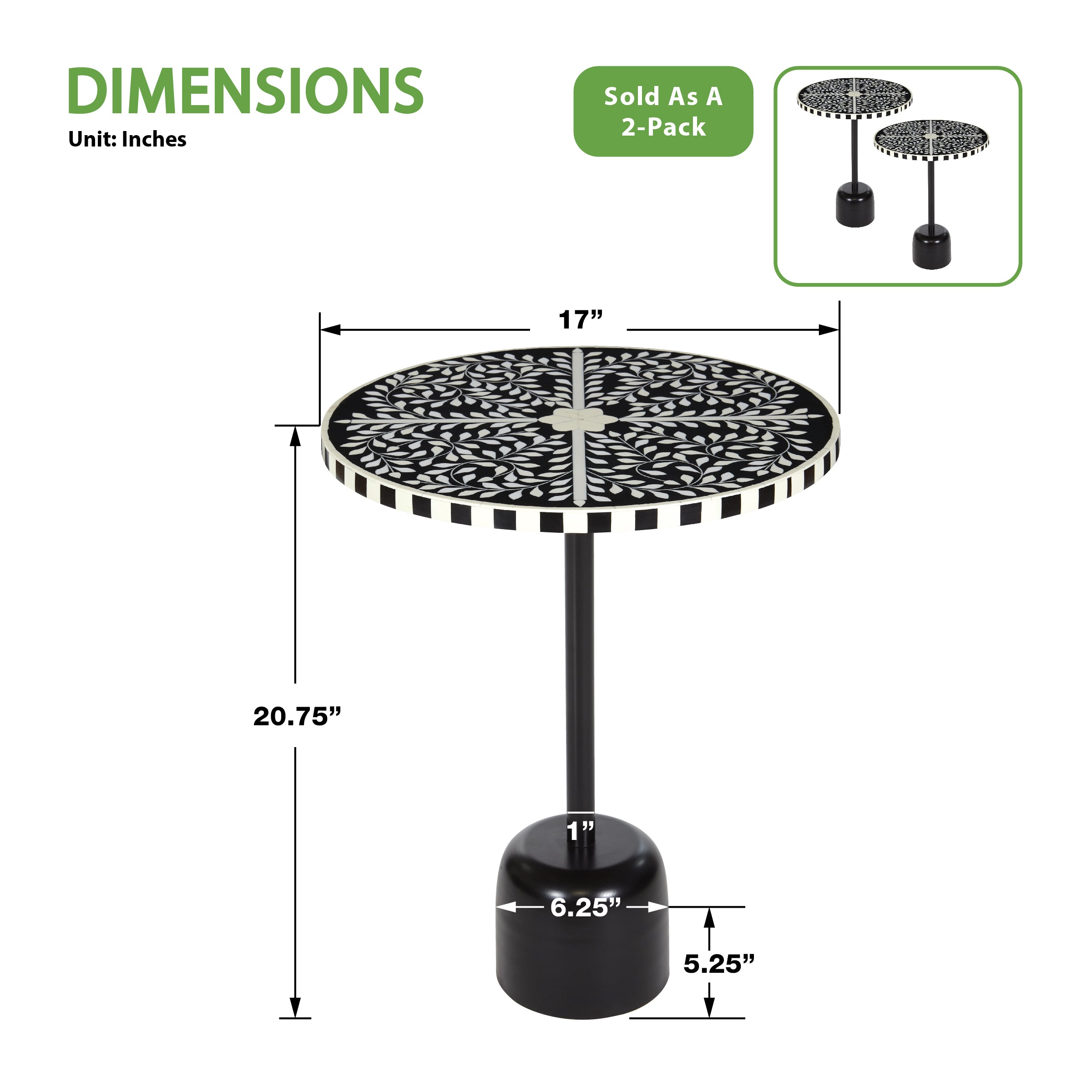 Mosaic Black and White Accent Table - Black/ White