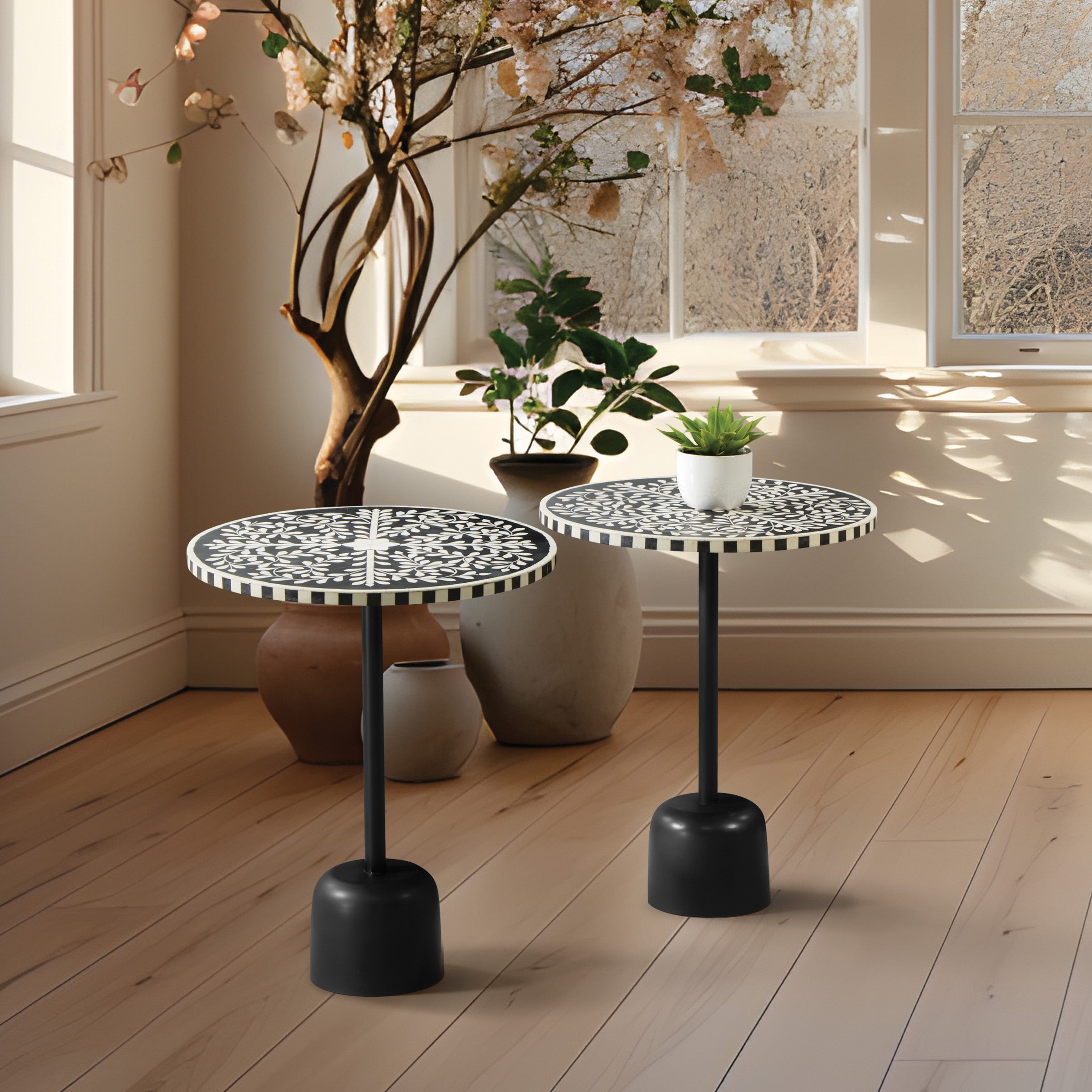 Mosaic Black and White Accent Table - Black/ White