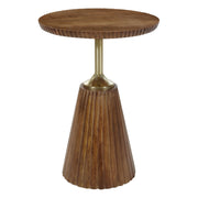 Wood and Brass Accent Side Table - Golden Honey