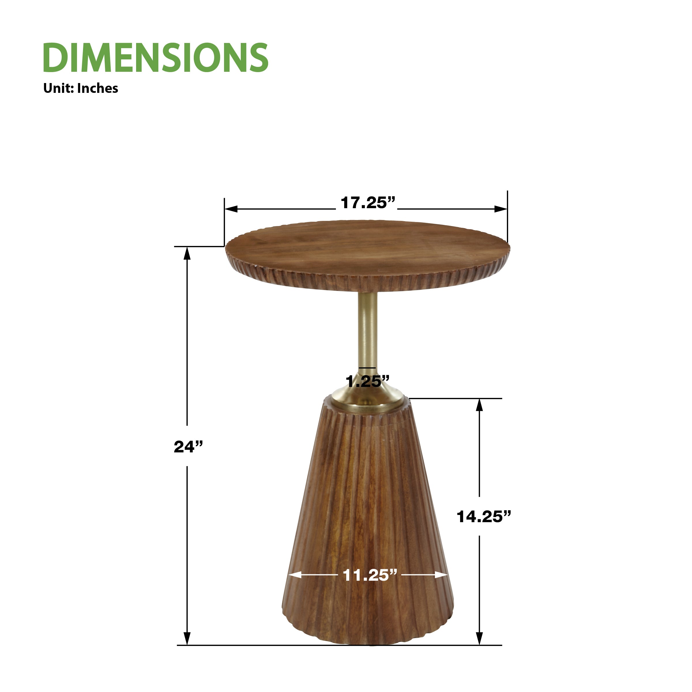 Wood and Brass Accent Side Table - Golden Honey
