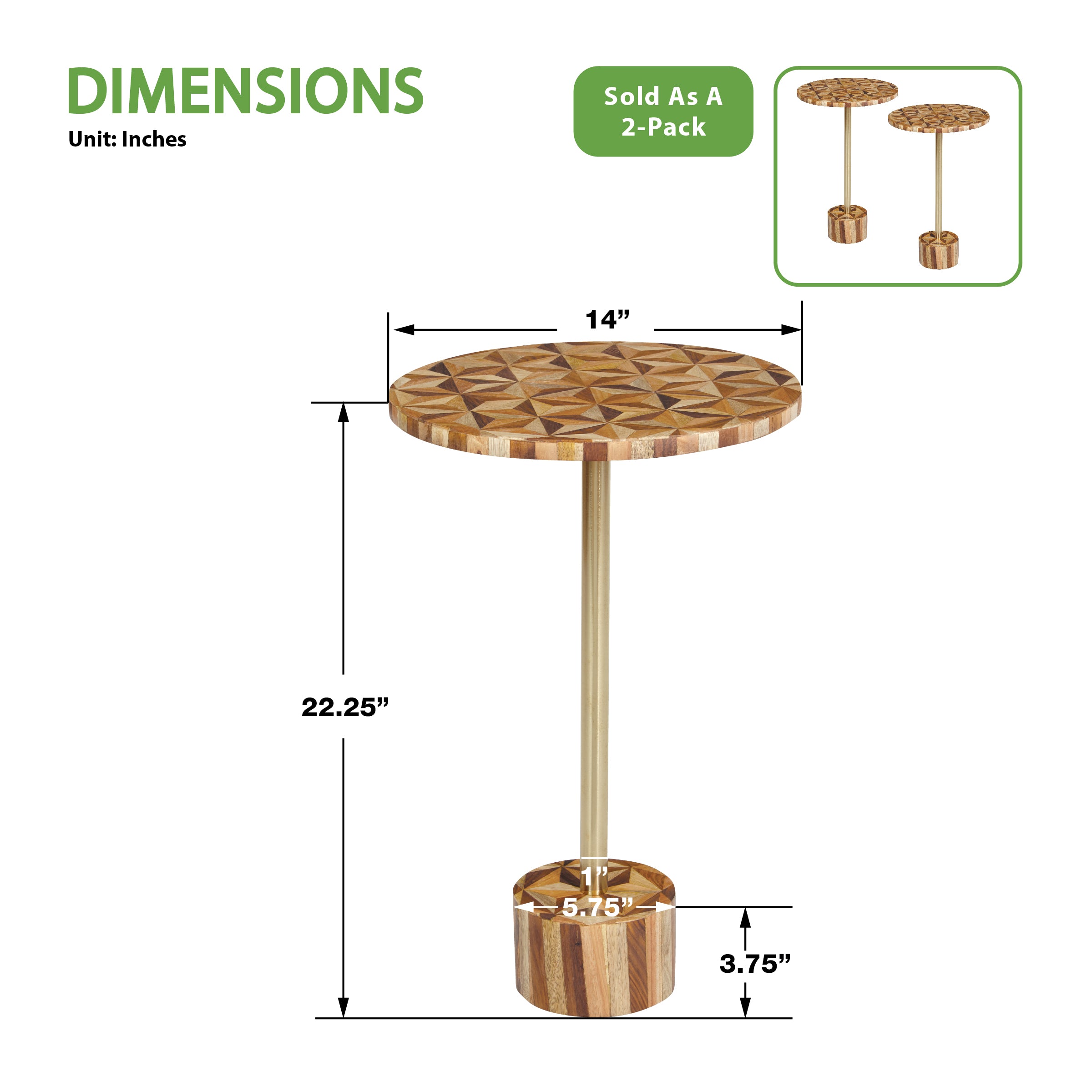 Mosaic Accent Drink Table - Natural Mosaic