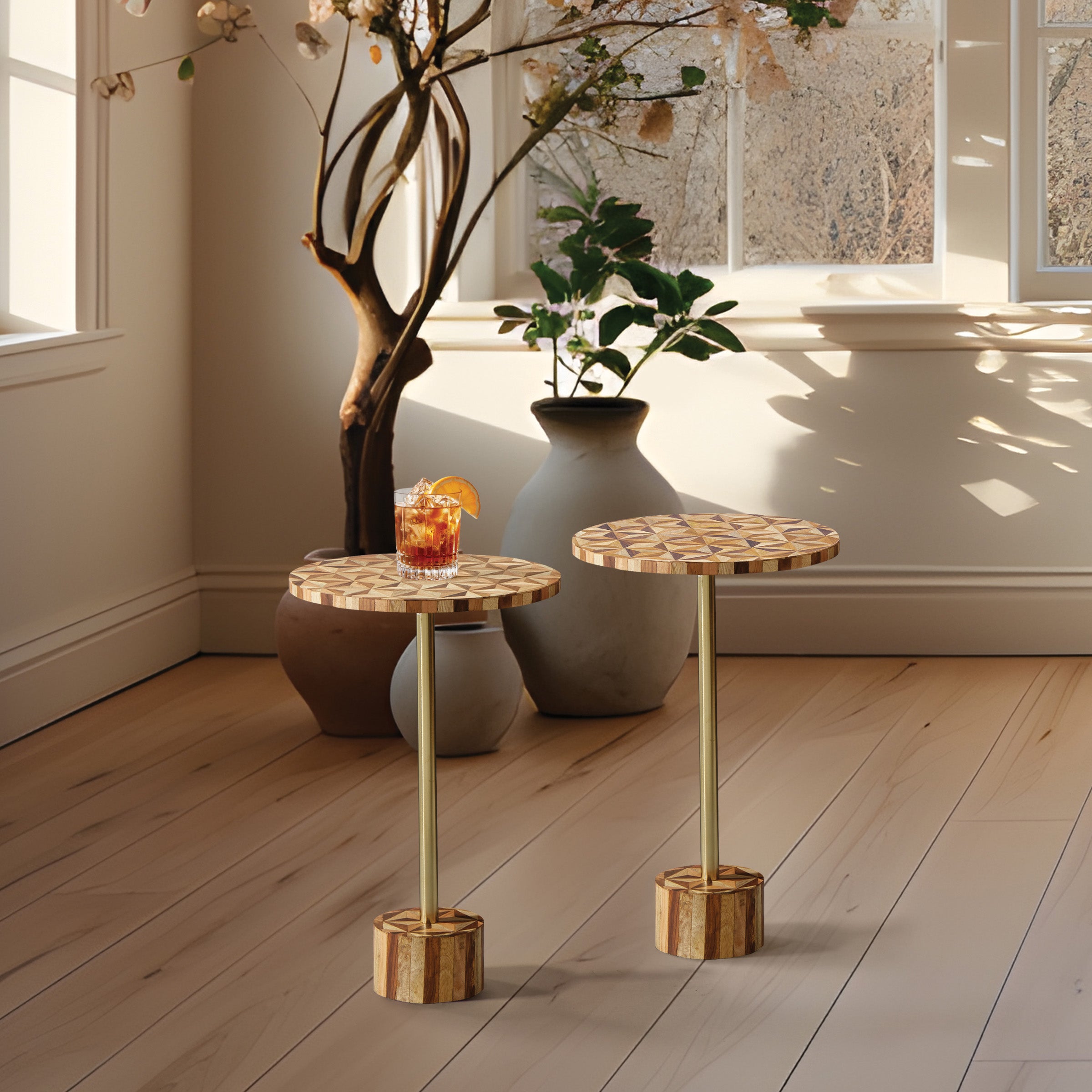 Mosaic Accent Drink Table - Natural Mosaic