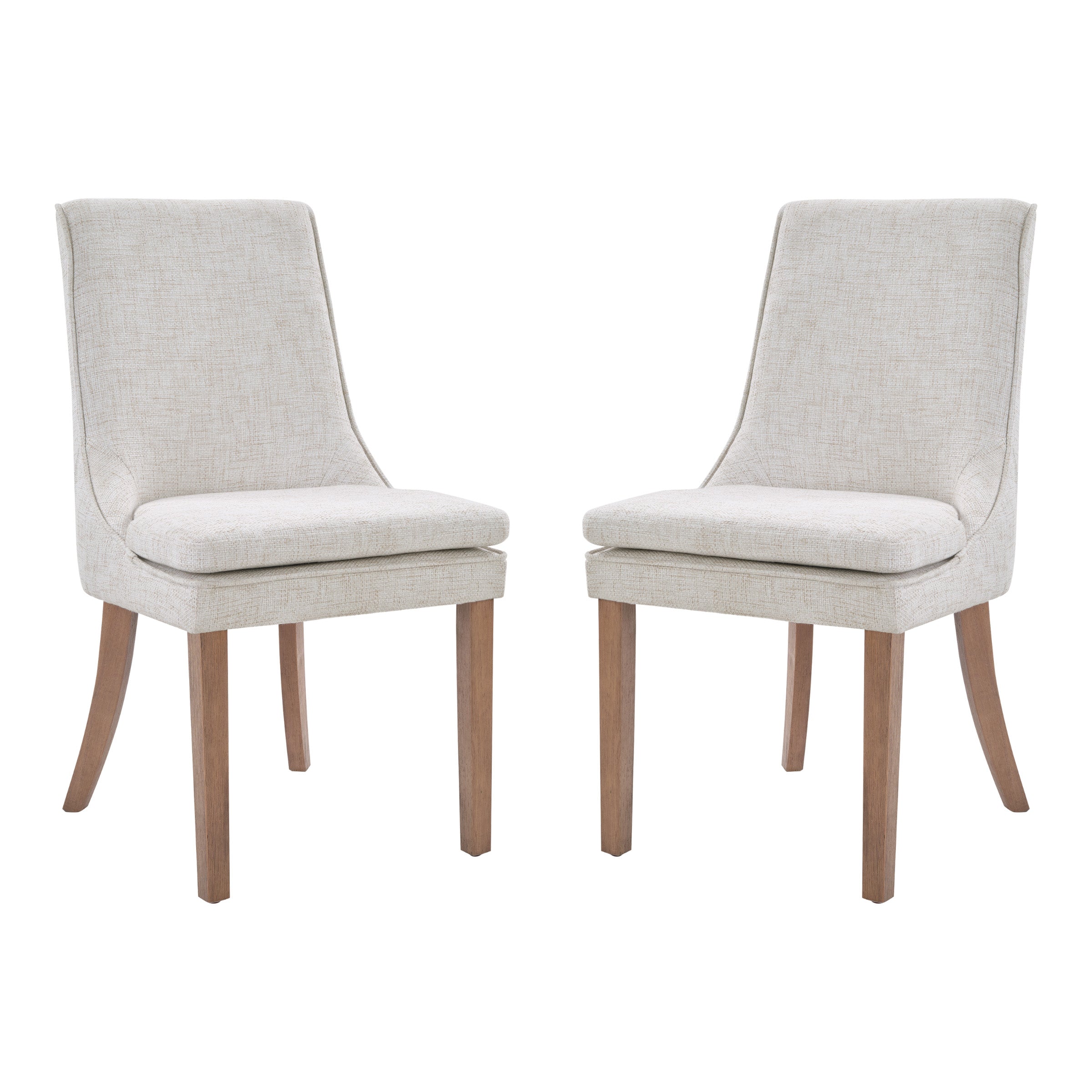 Genna Dining Chair in Linen Fabric with Oak Finished legs.