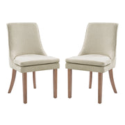 Genna Dining Chair in Cream Fabric with Oak Finished legs.