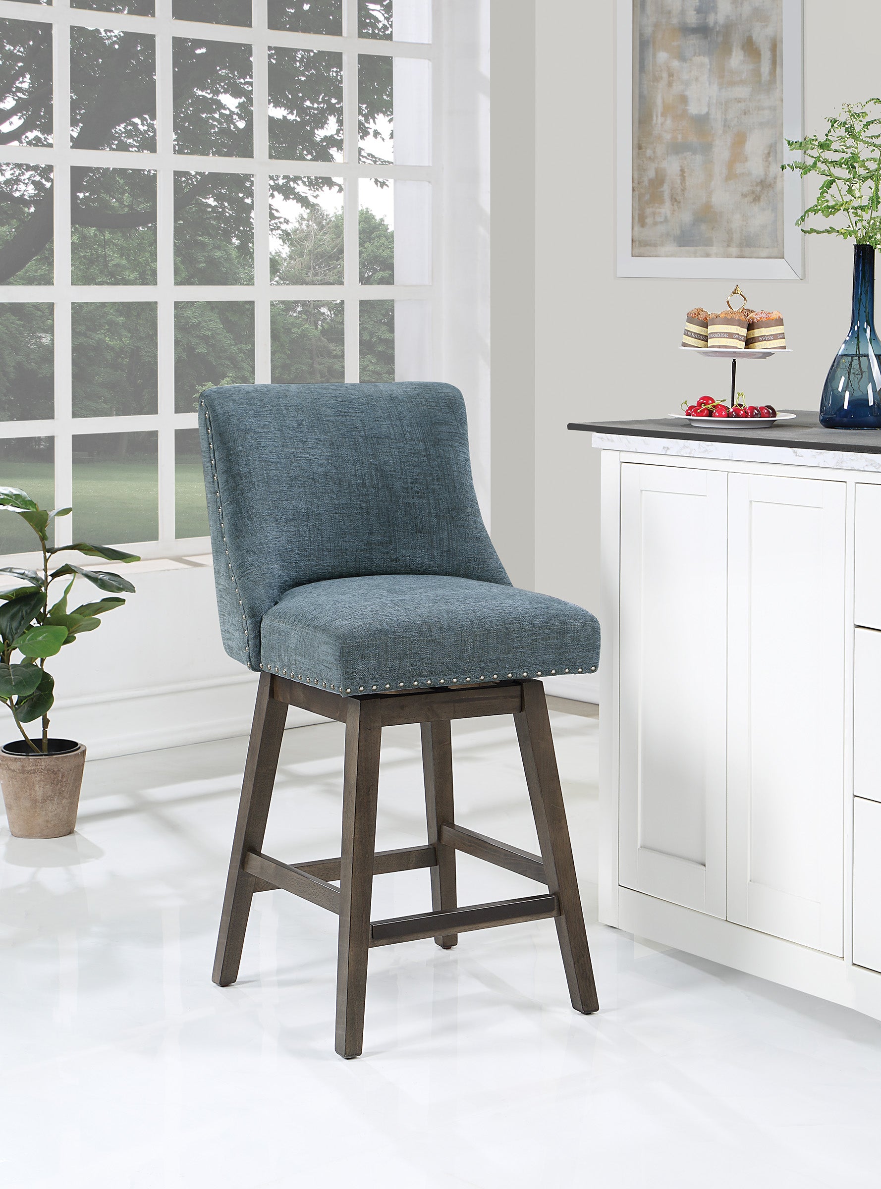 Granville 26" Swivel Stool - Navy / Grey