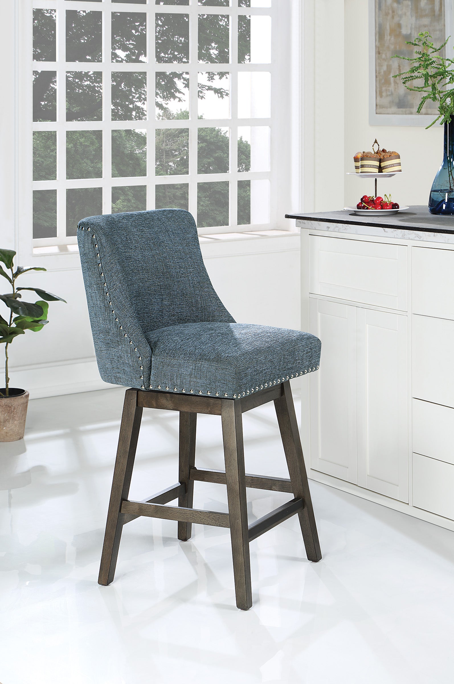 Granville 26" Swivel Stool - Navy / Grey