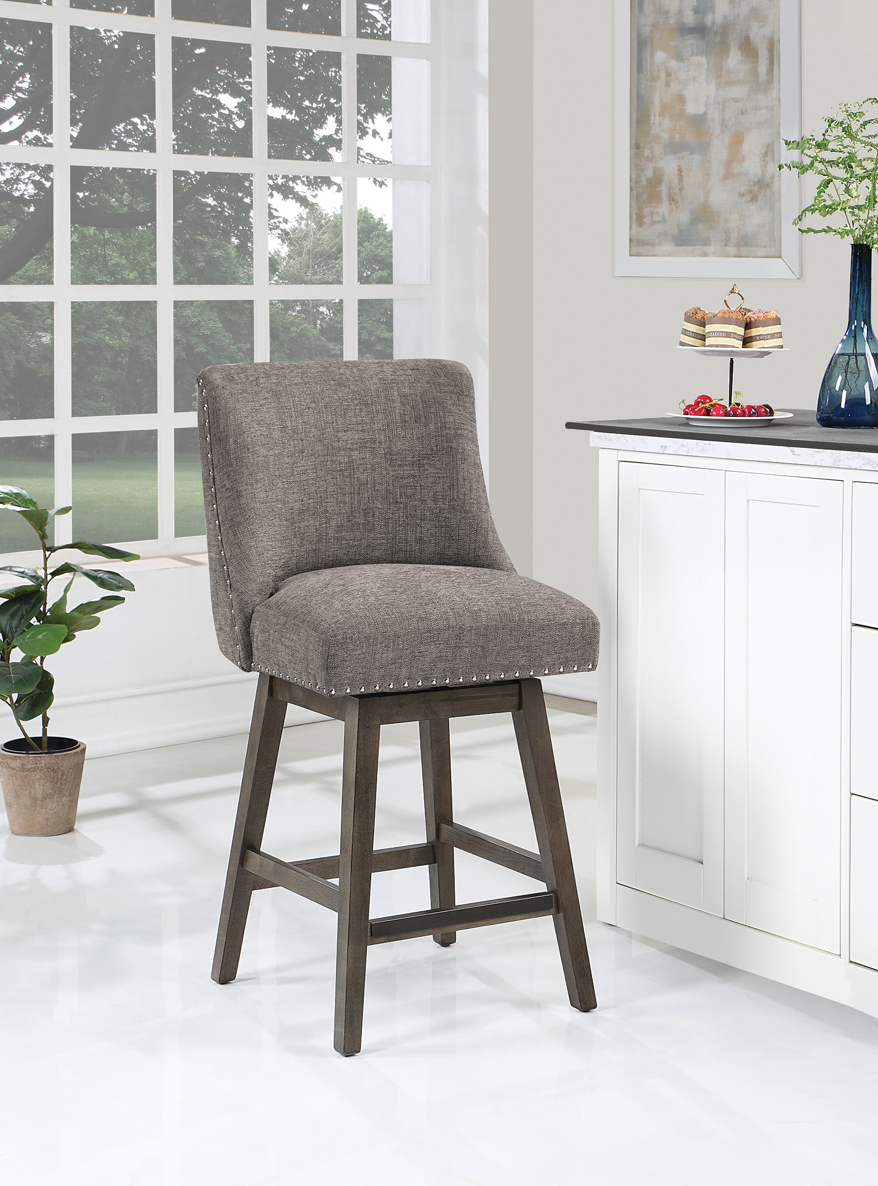 Granville 26" Swivel Stool - Charcoal / Grey