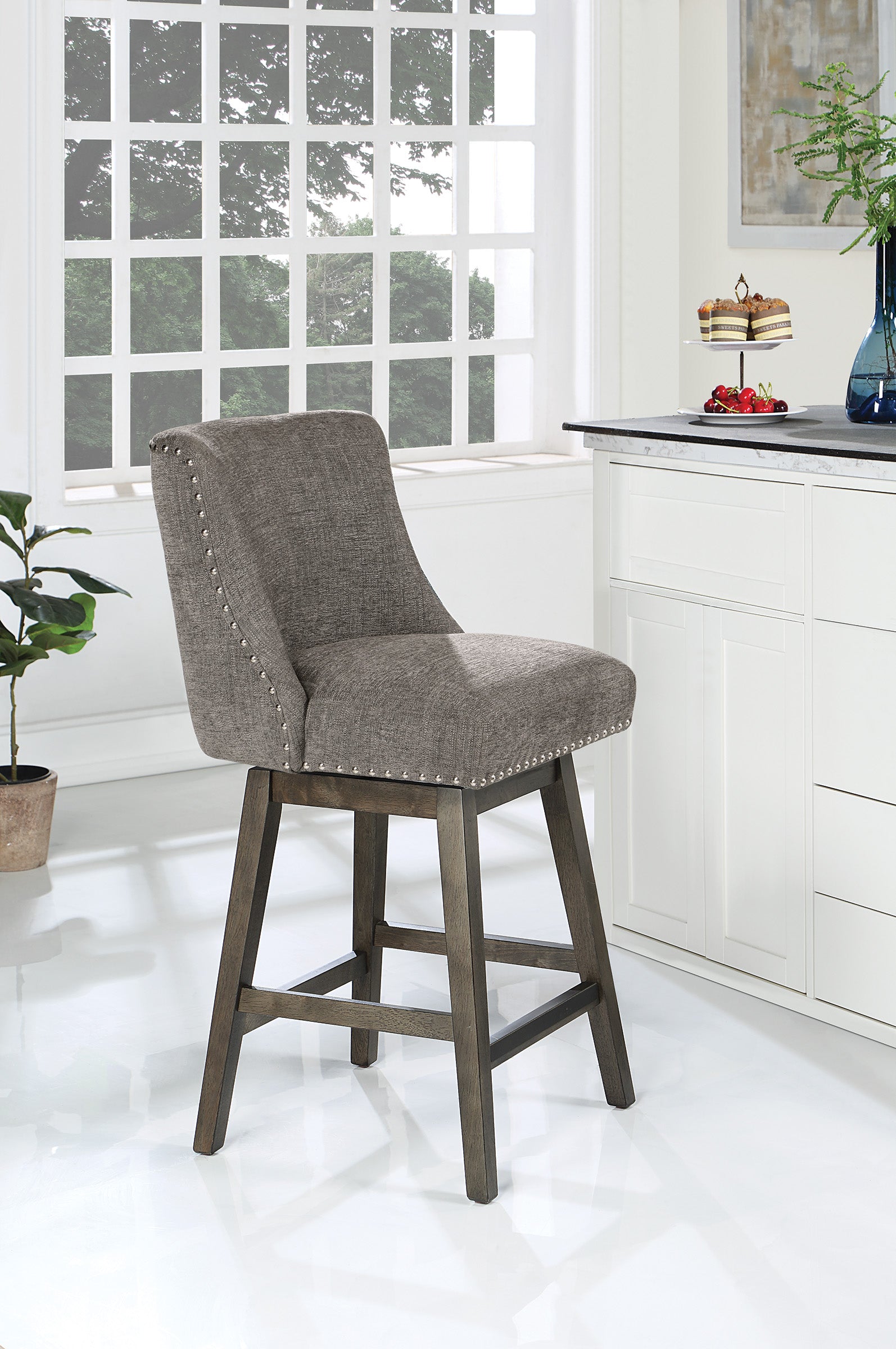 Granville 26" Swivel Stool - Charcoal / Grey