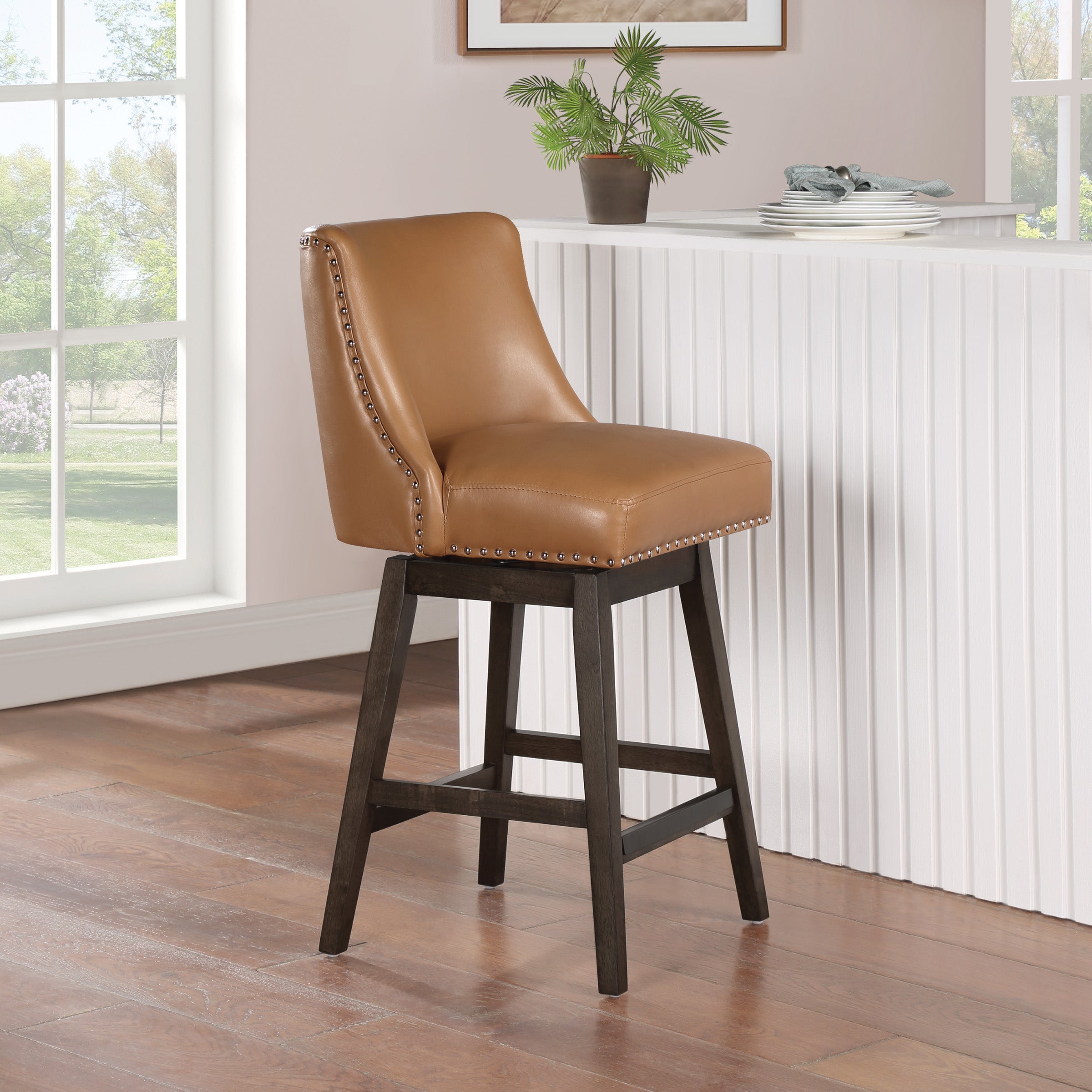 Granville 26" Swivel Counter Stool - Camel/Grey