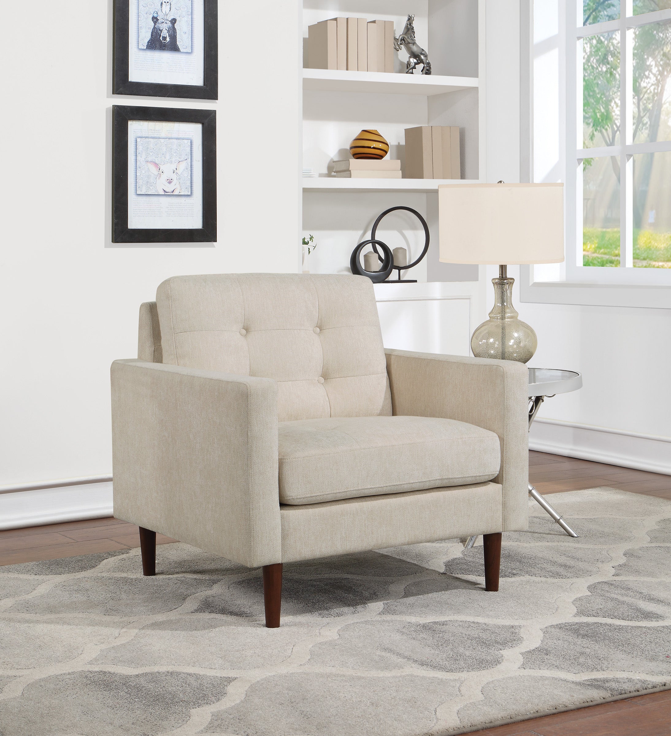 Grayburn Mid-Century Chair - Cream