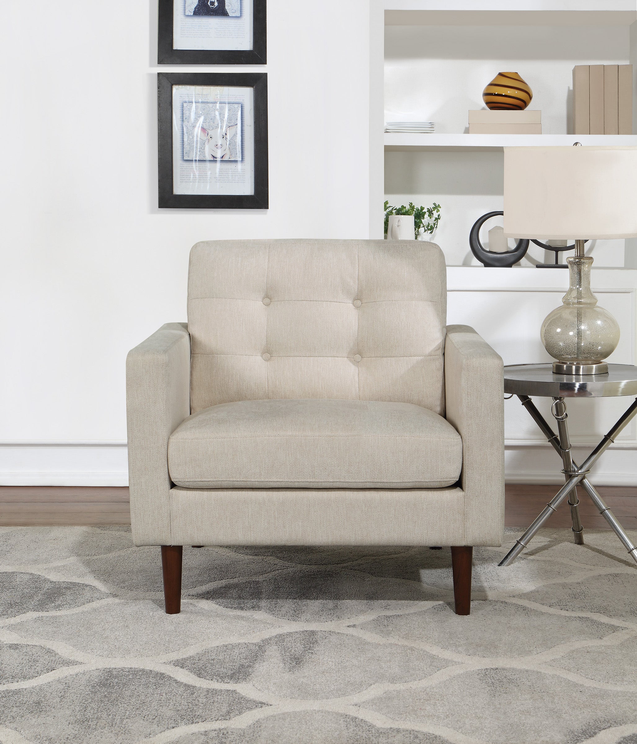 Grayburn Mid-Century Chair - Cream