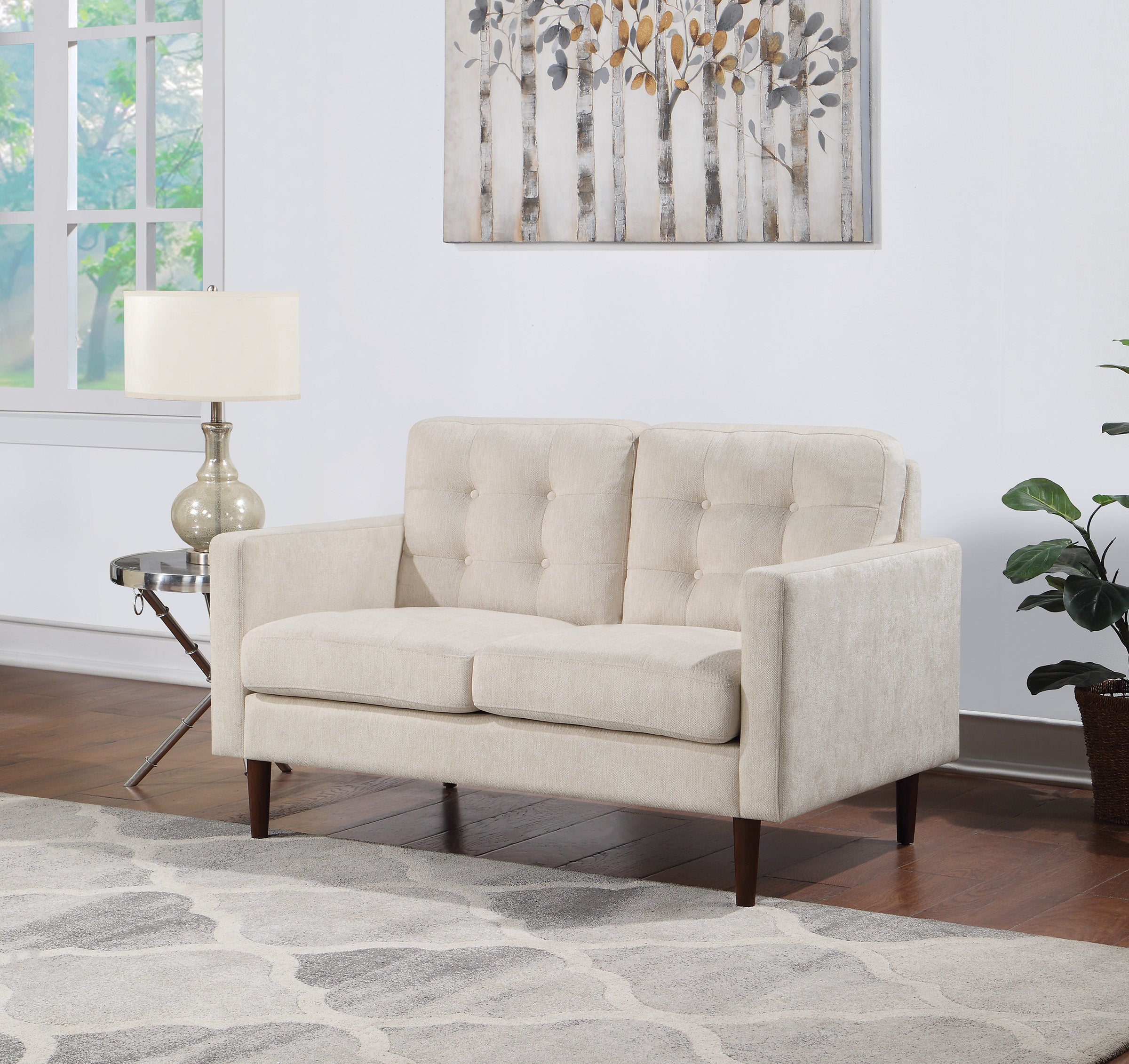 Grayburn Mid-Century Loveseat - Cream