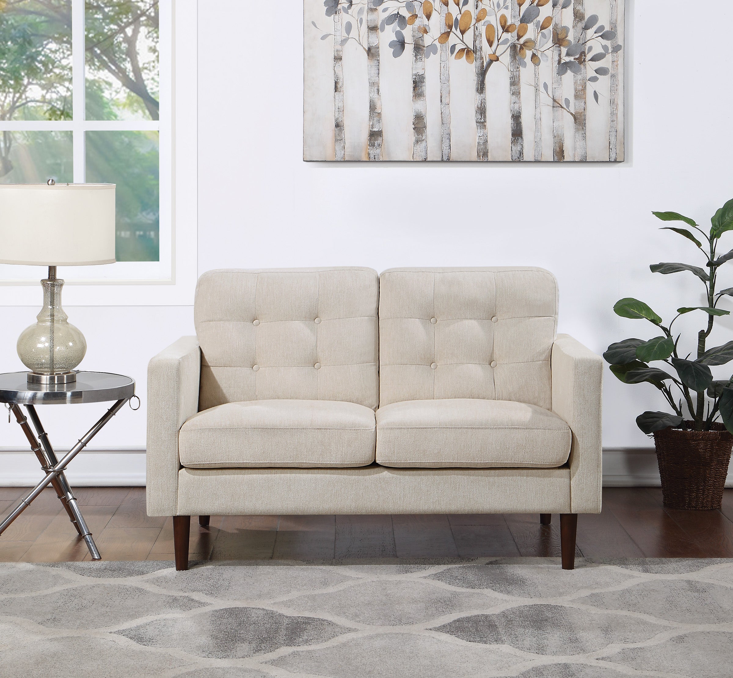 Grayburn Mid-Century Loveseat - Cream