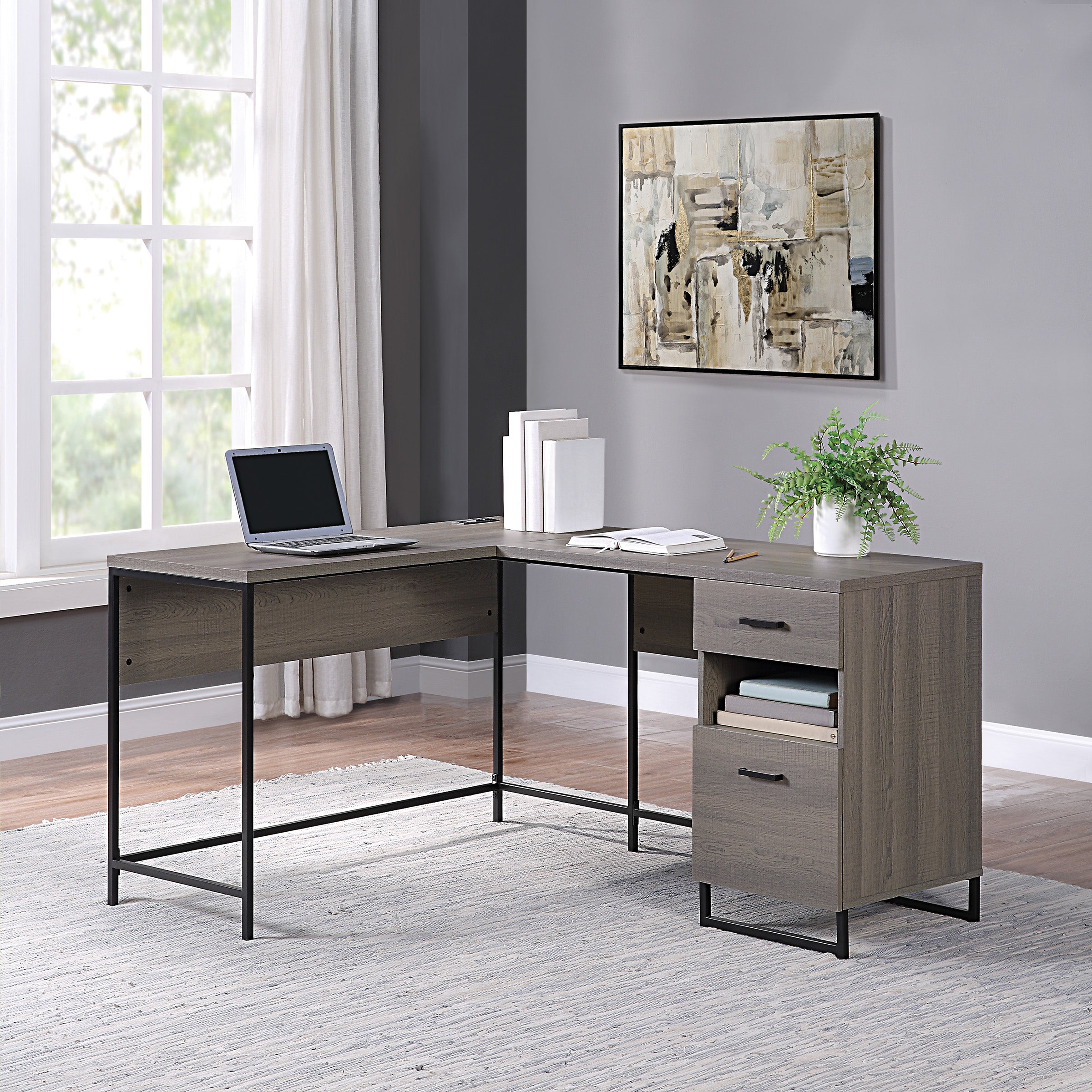 Hagney Lane L-Shape Desk - Farm Oak