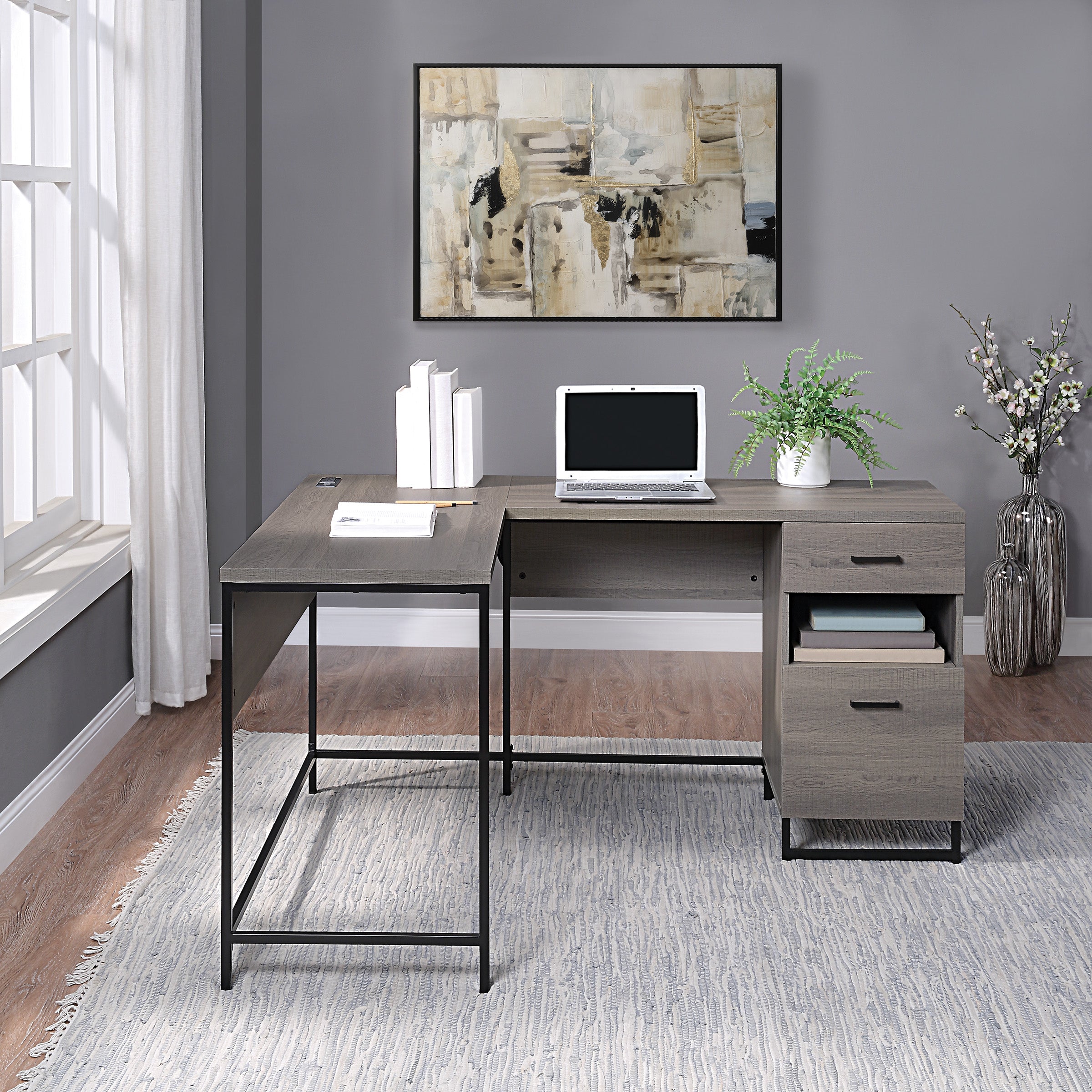 Hagney Lane L-Shape Desk - Farm Oak