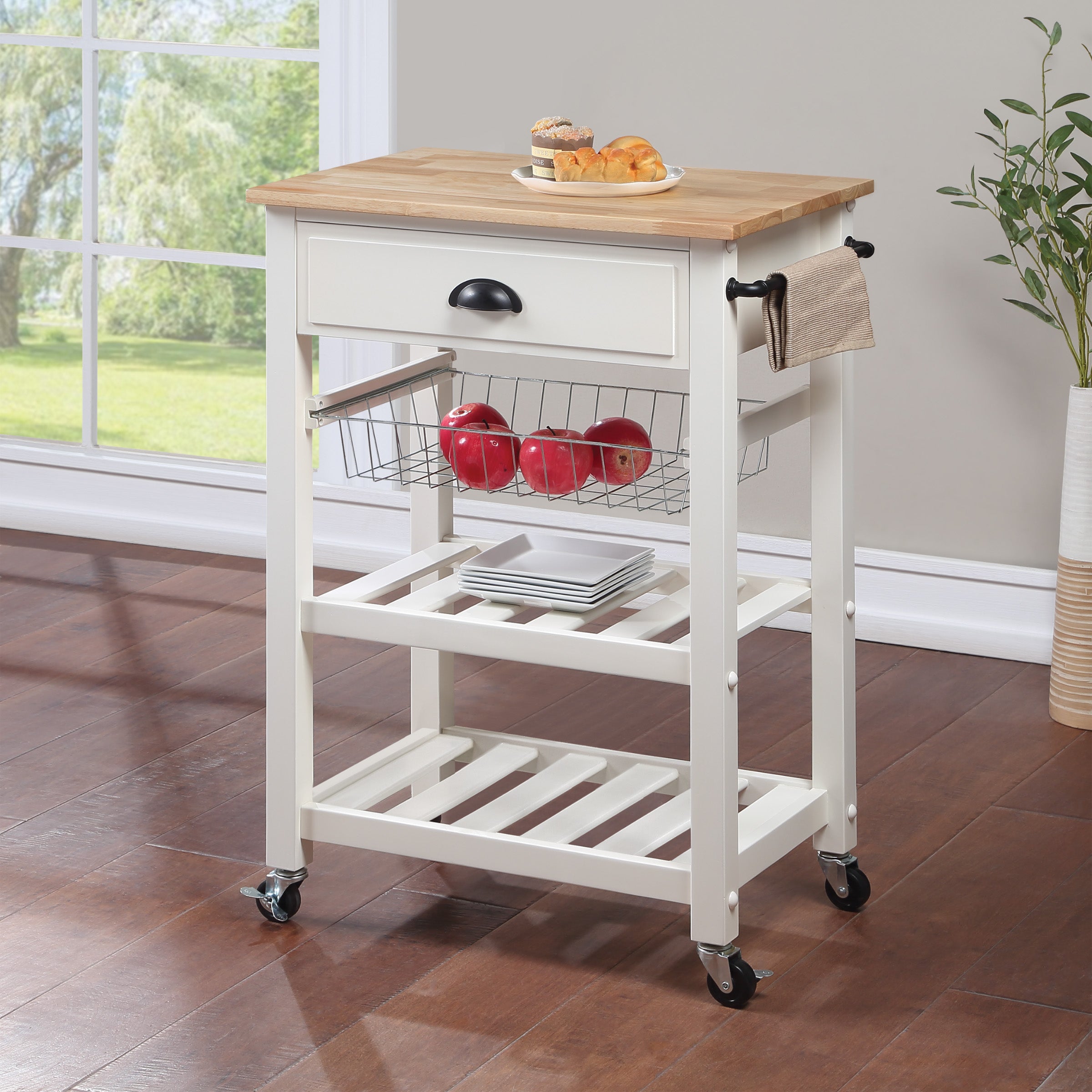 Hampton Kitchen Cart White - White