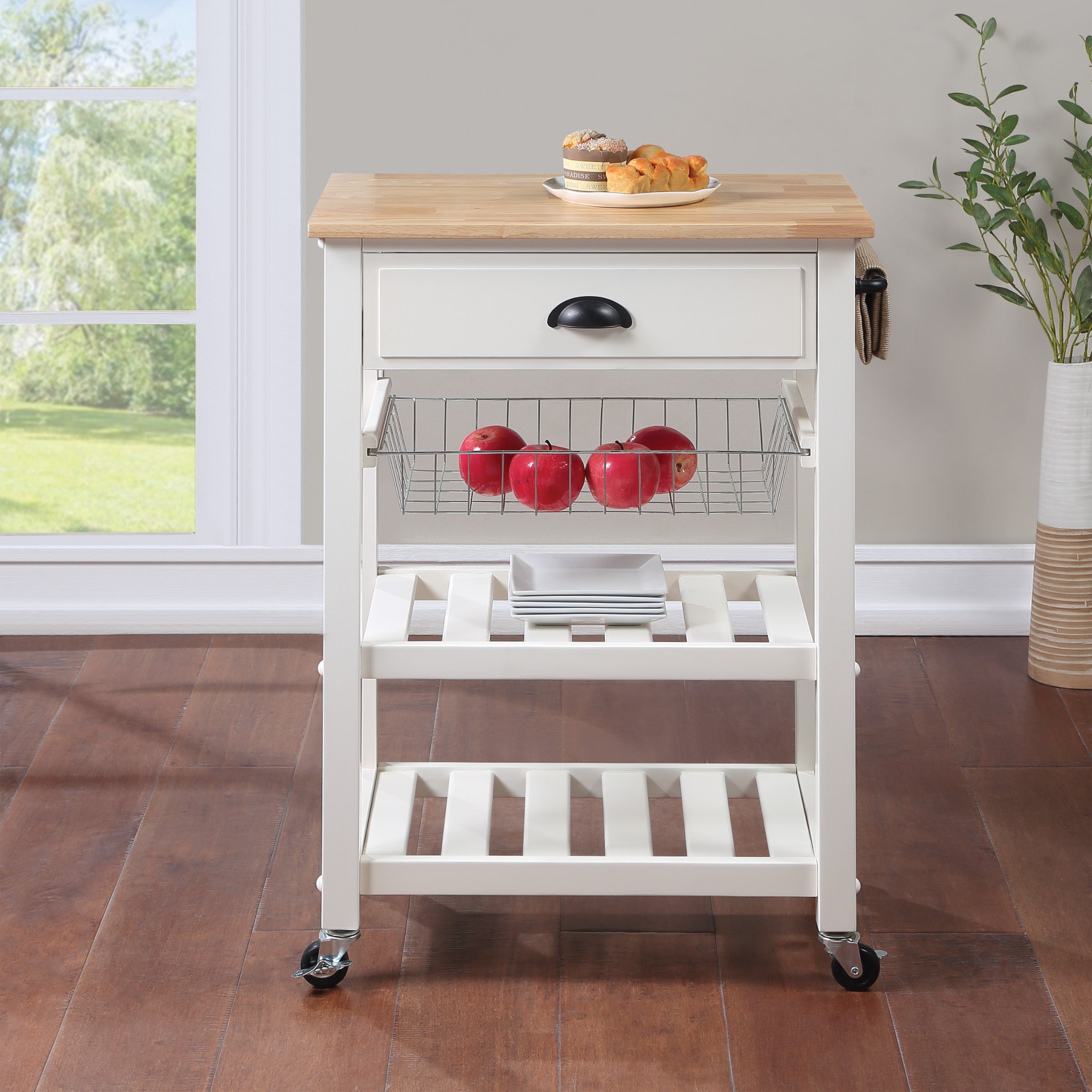 Hampton Kitchen Cart White - White