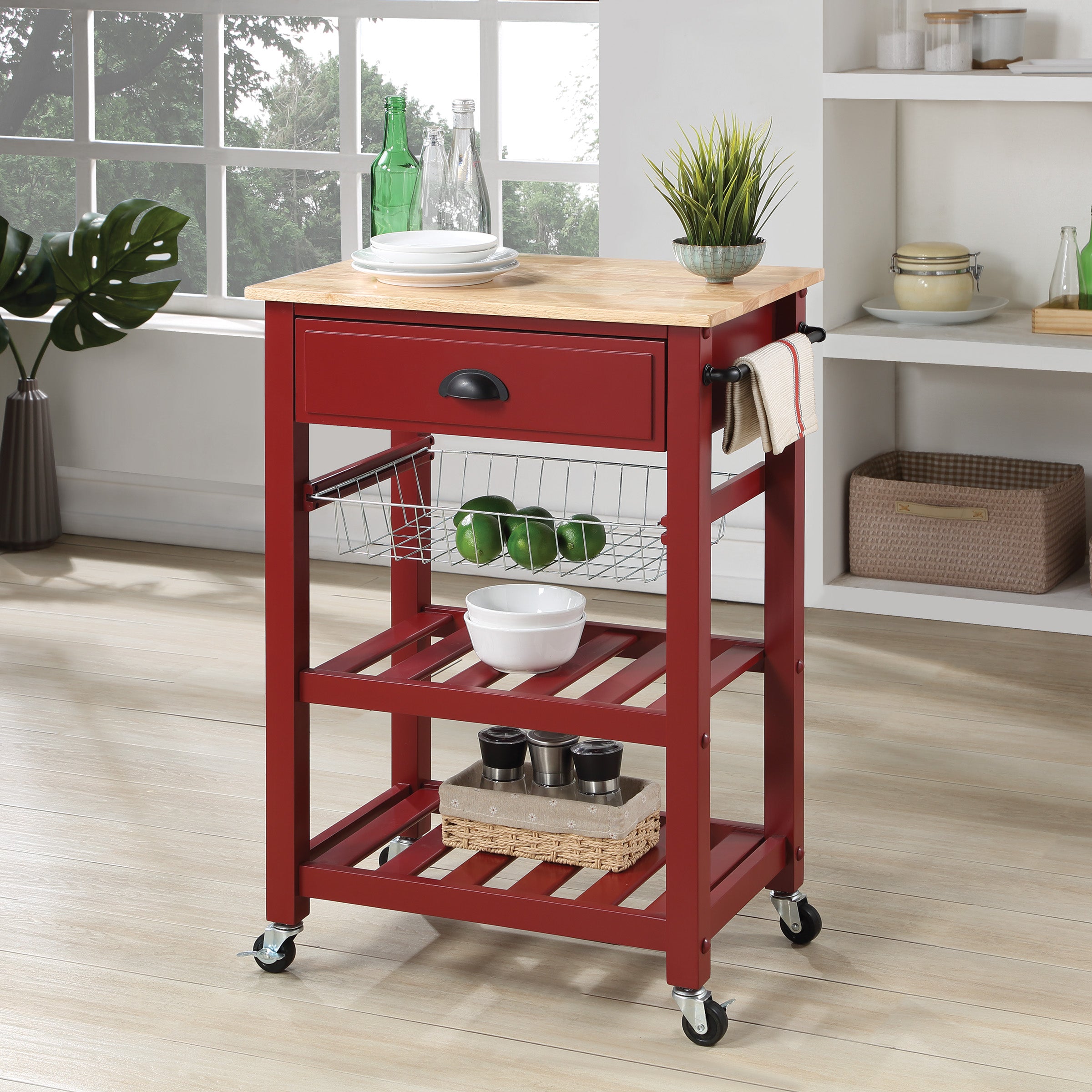Hampton Kitchen Cart Red - Red