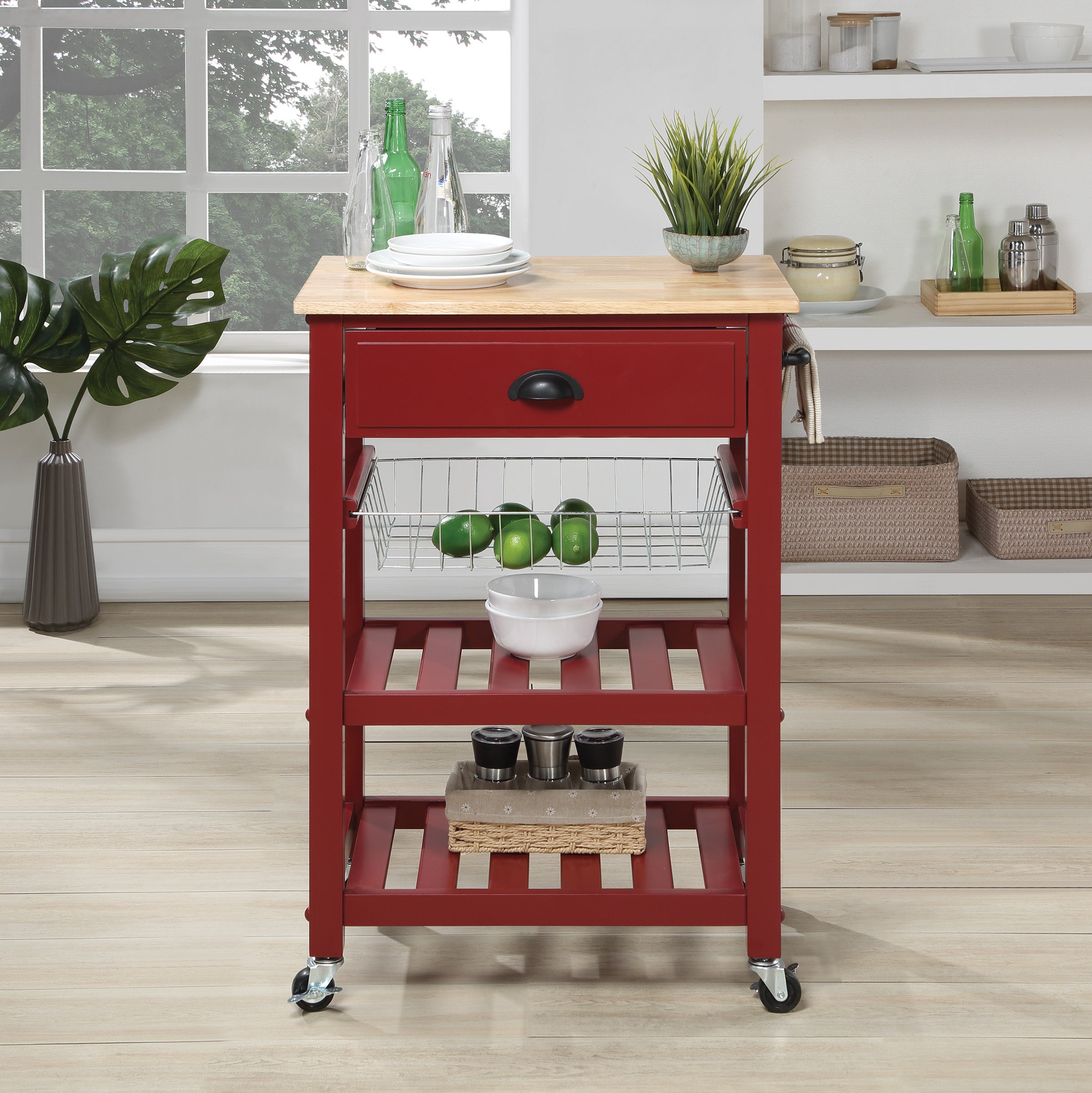 Hampton Kitchen Cart Red - Red
