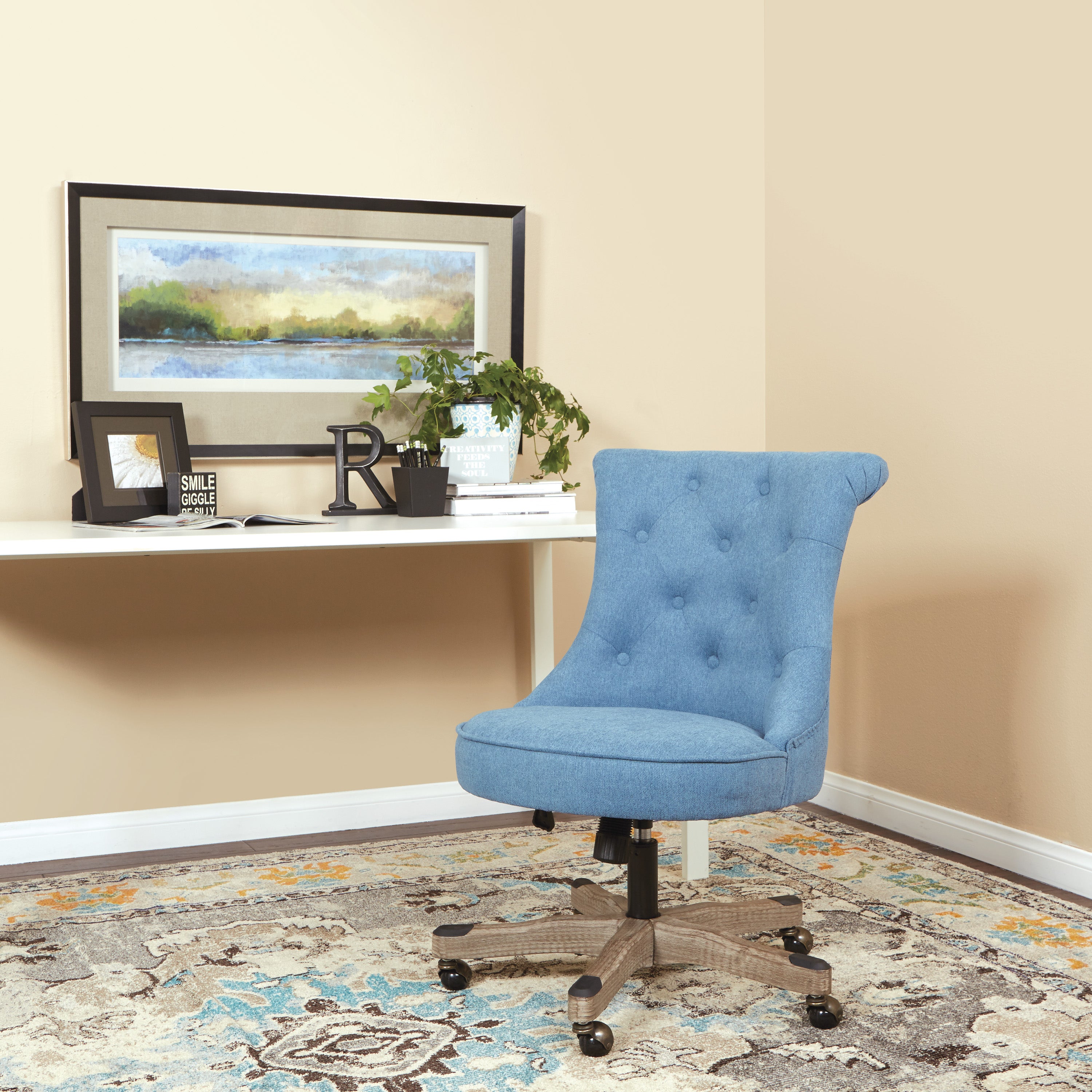 Hannah Tufted Office Chair - Sky