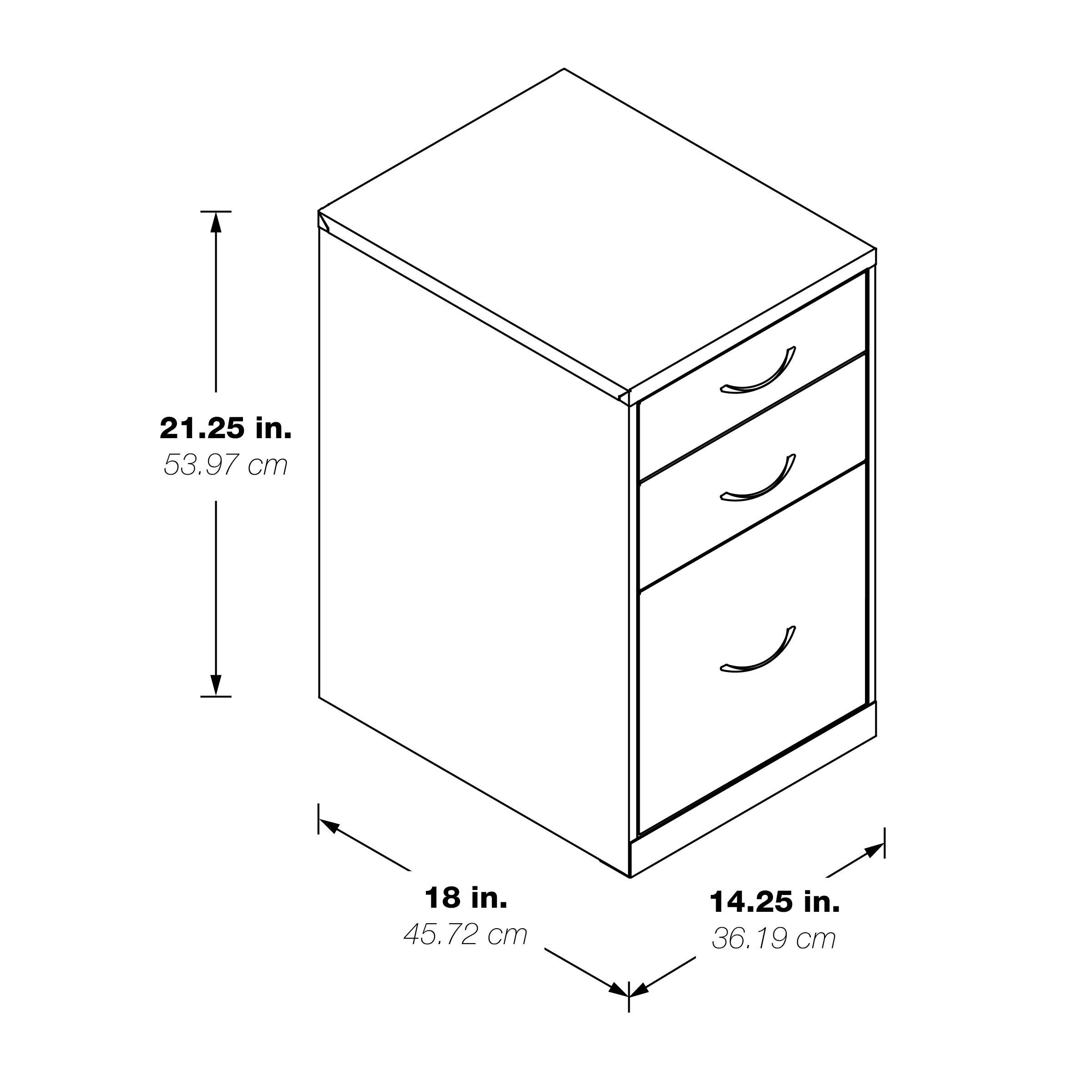 22" Pencil, Box, File Cabinet - White