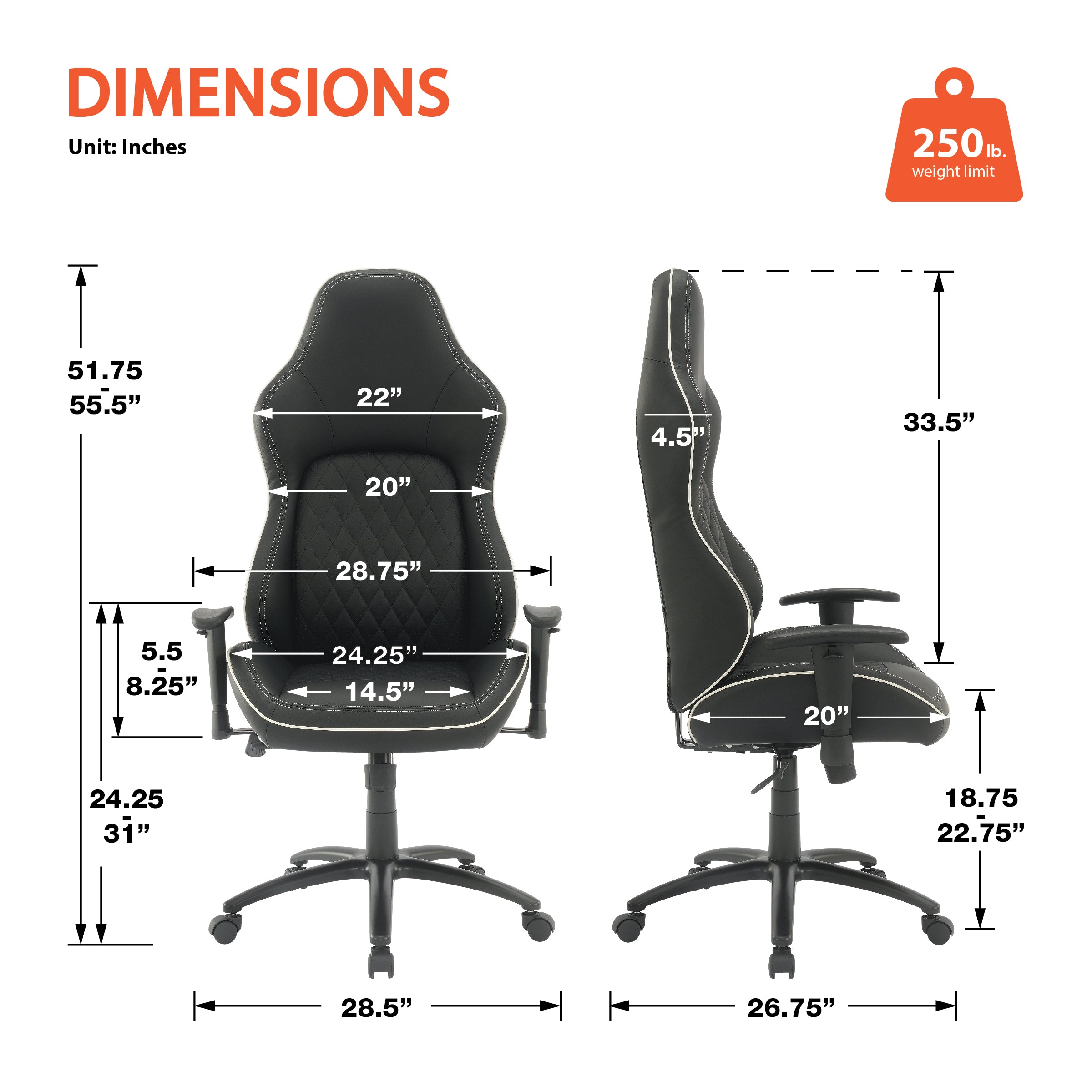 High Stakes Gaming Chair - Black/White