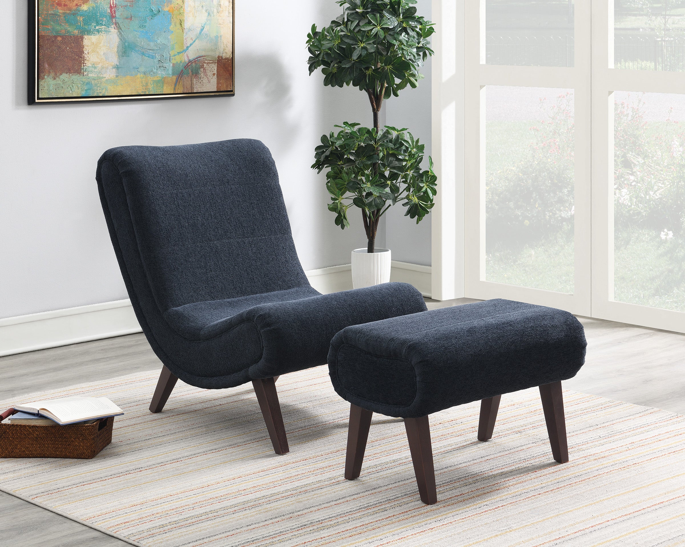 Hawkins Lounger with Ottoman - Indigo