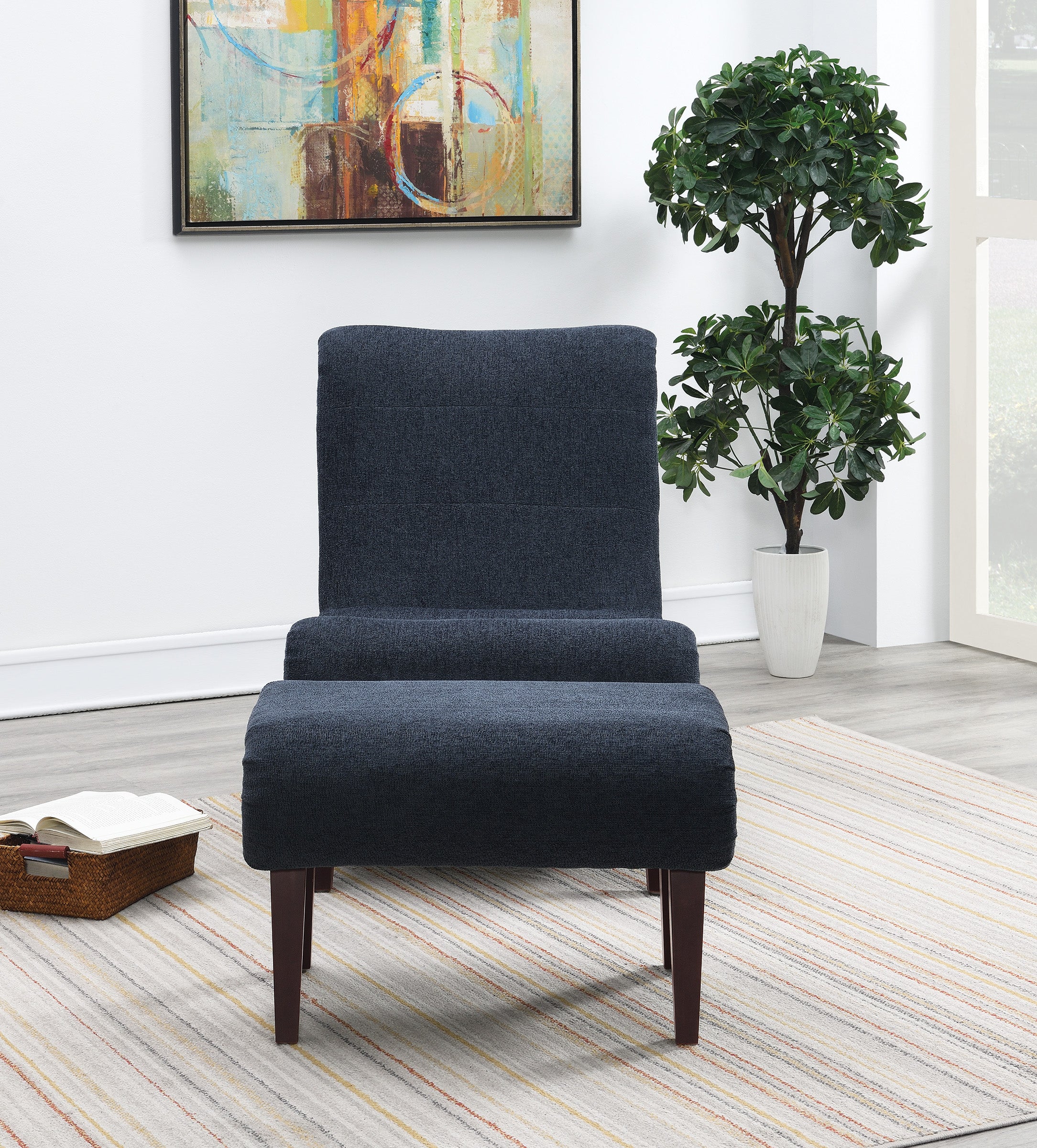Hawkins Lounger with Ottoman - Indigo