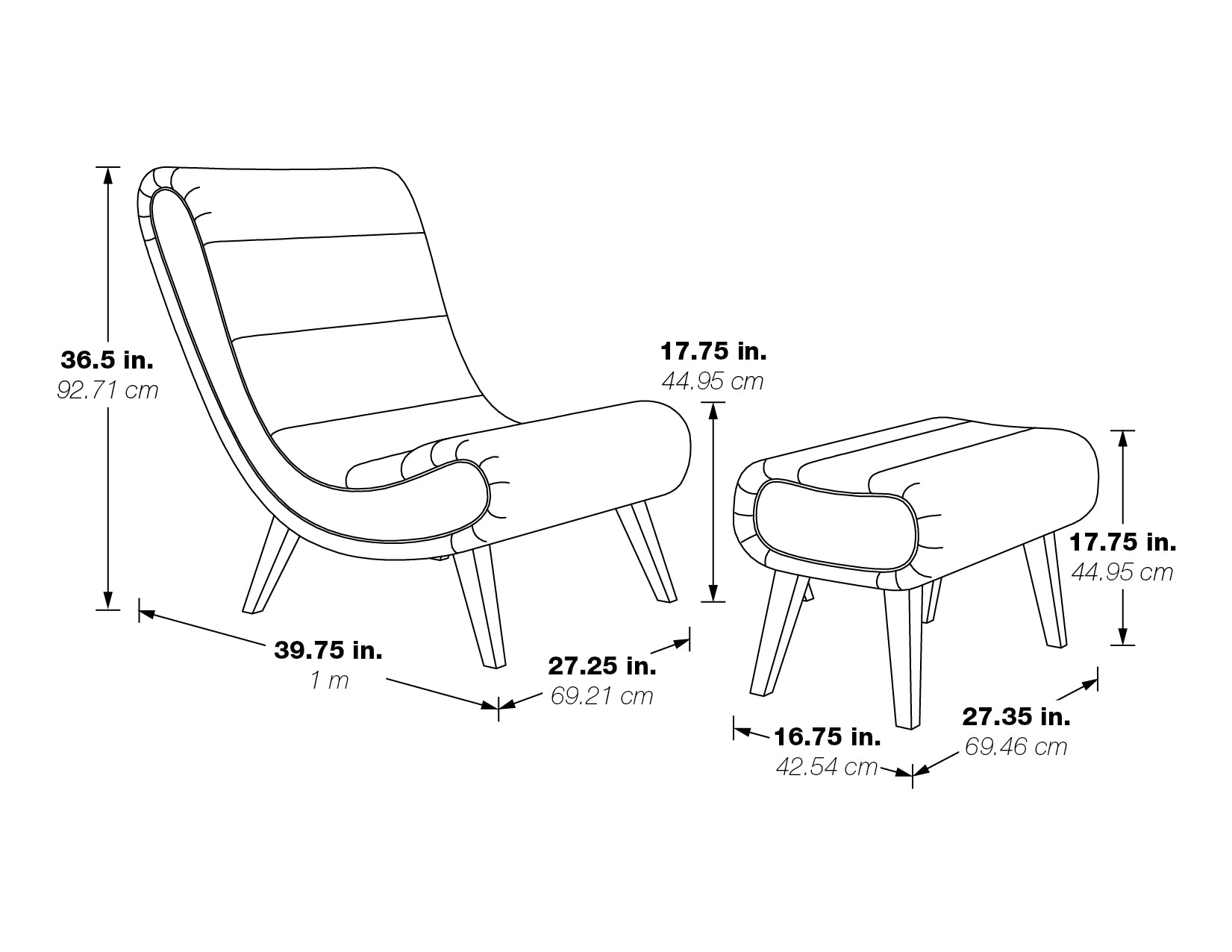 Hawkins Lounger with Ottoman - Pewter