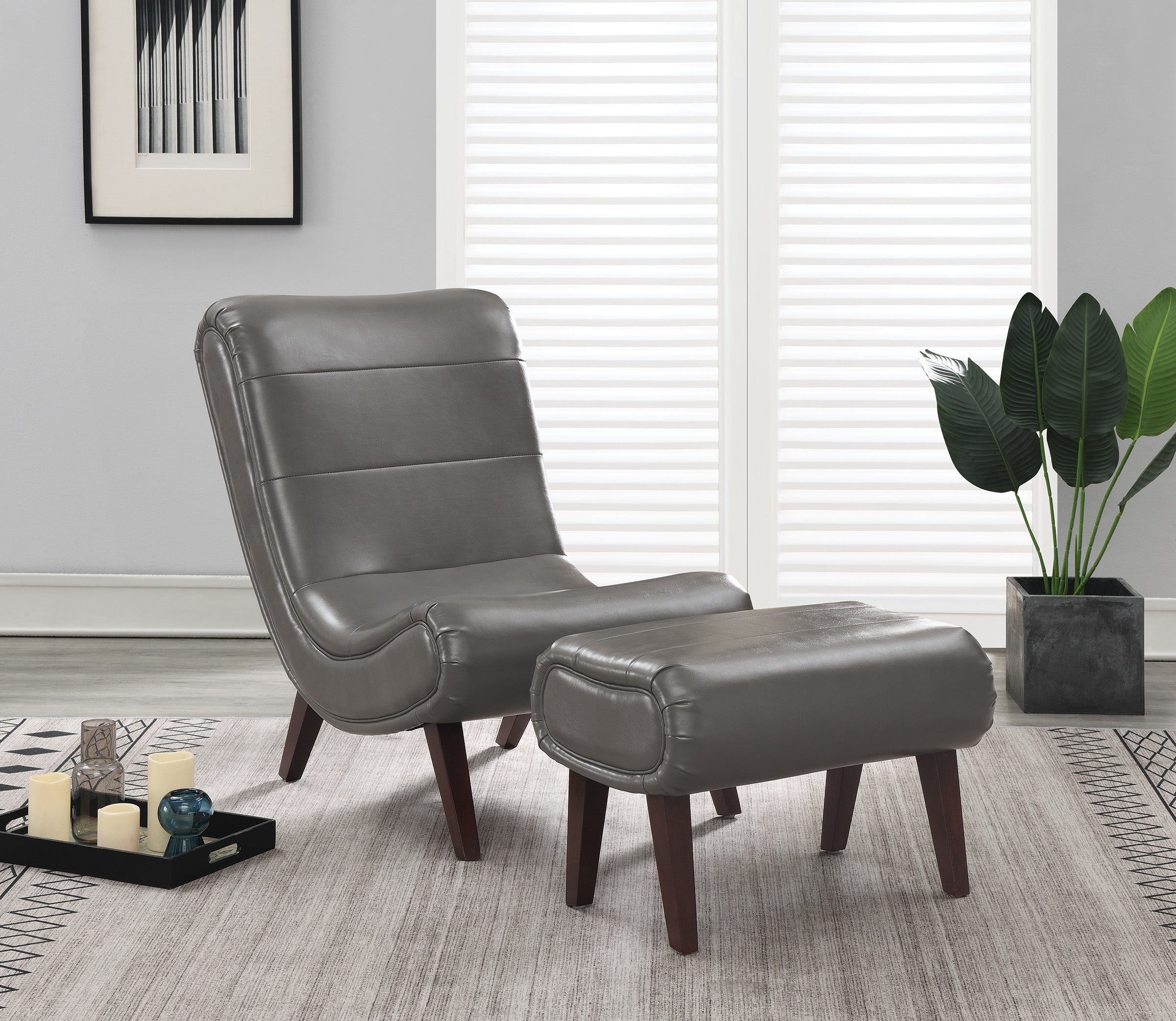 Hawkins Lounger with Ottoman - Pewter