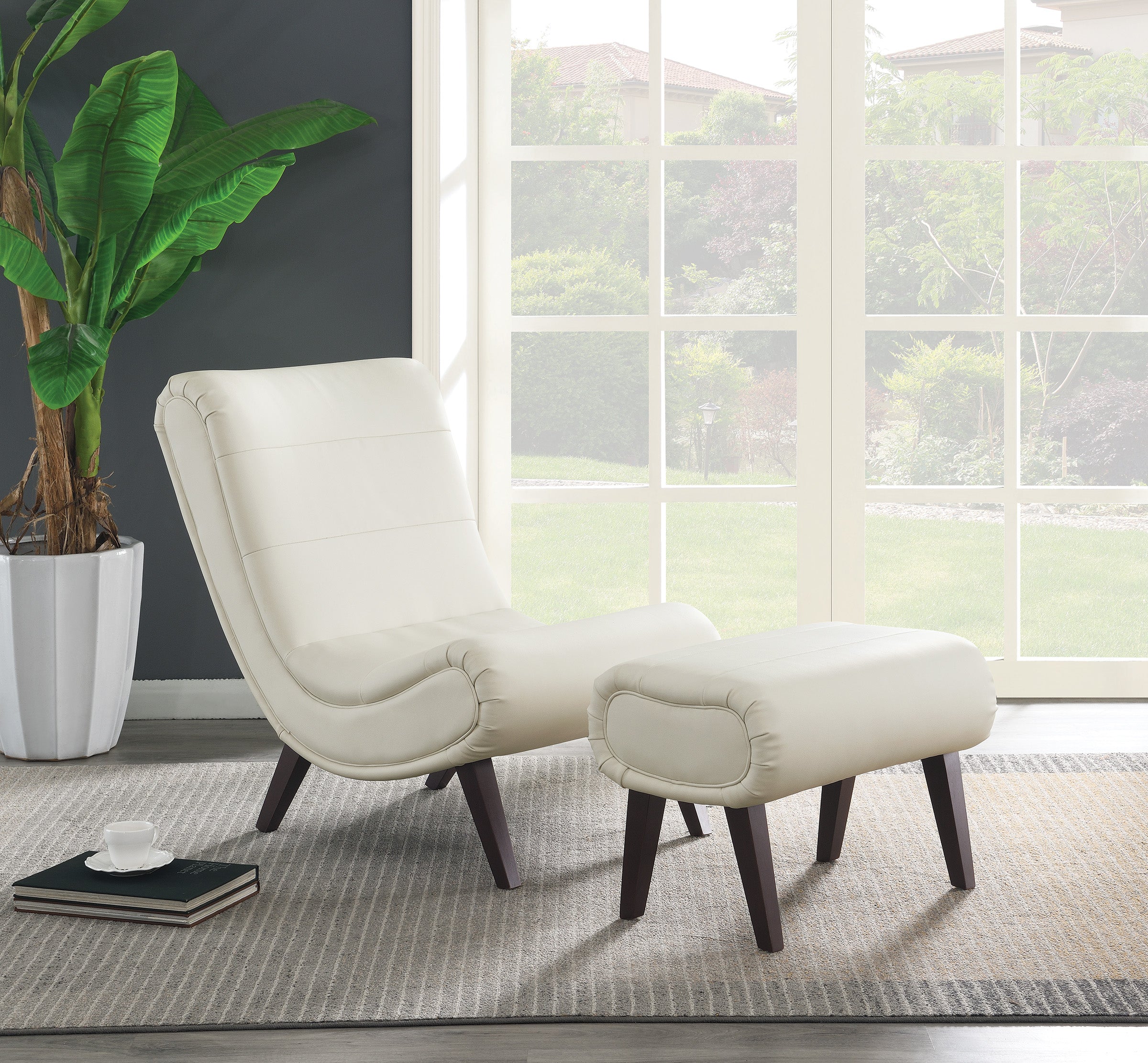 Hawkins Lounger with Ottoman - White