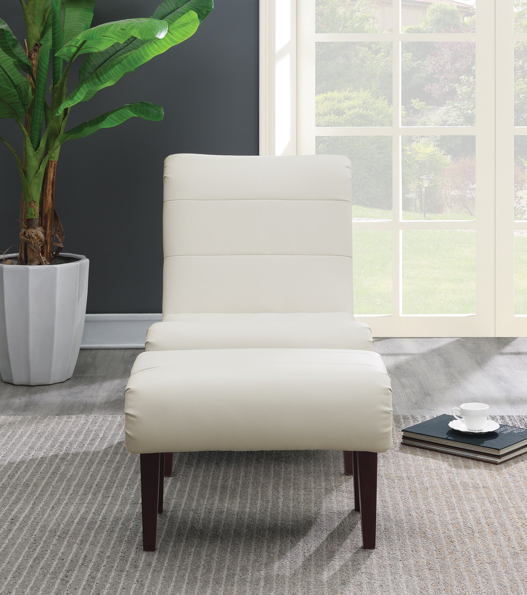 Hawkins Lounger with Ottoman - White