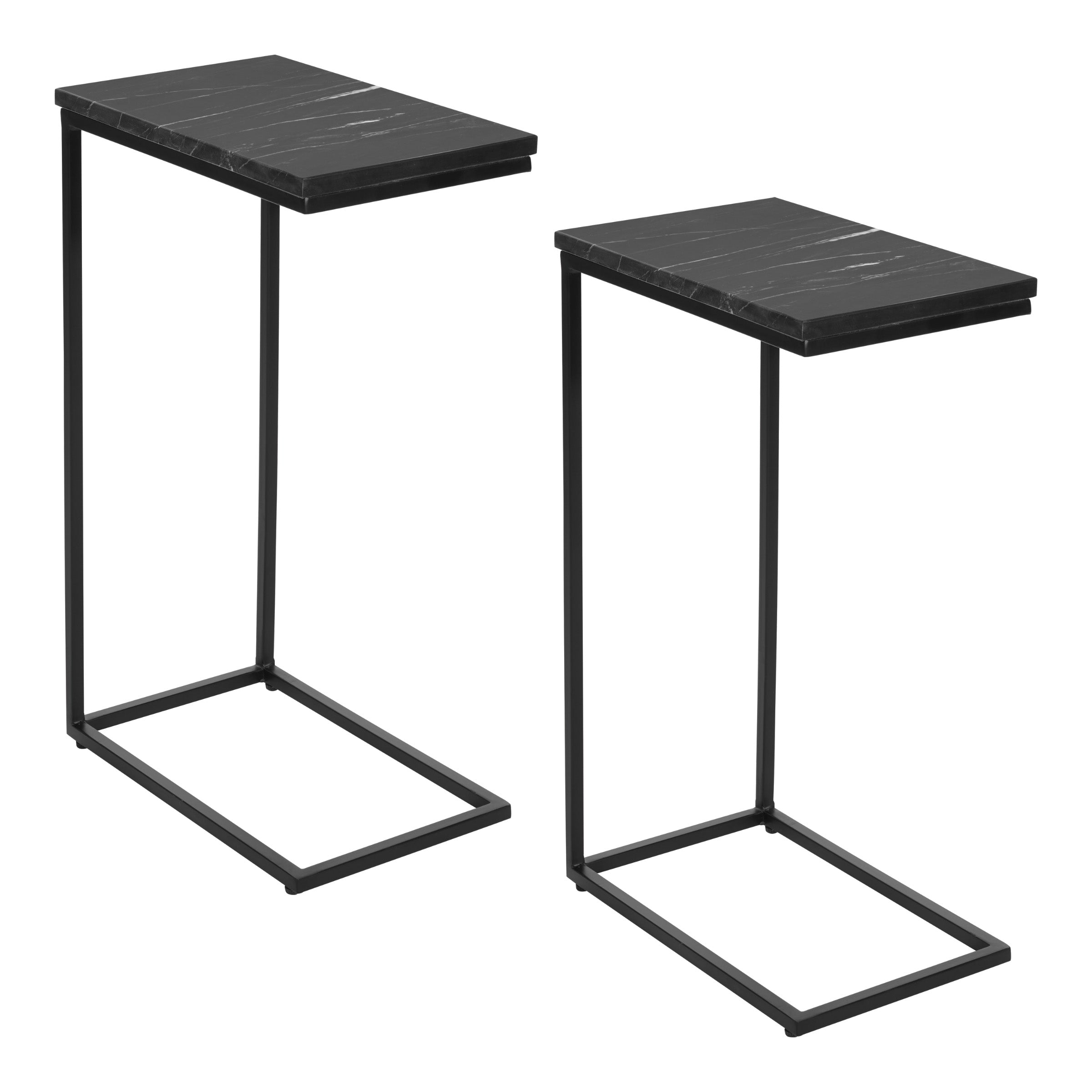Solid Marble Top C-Table - Black