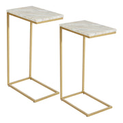 Solid Marble Top C-Table - White / Gold
