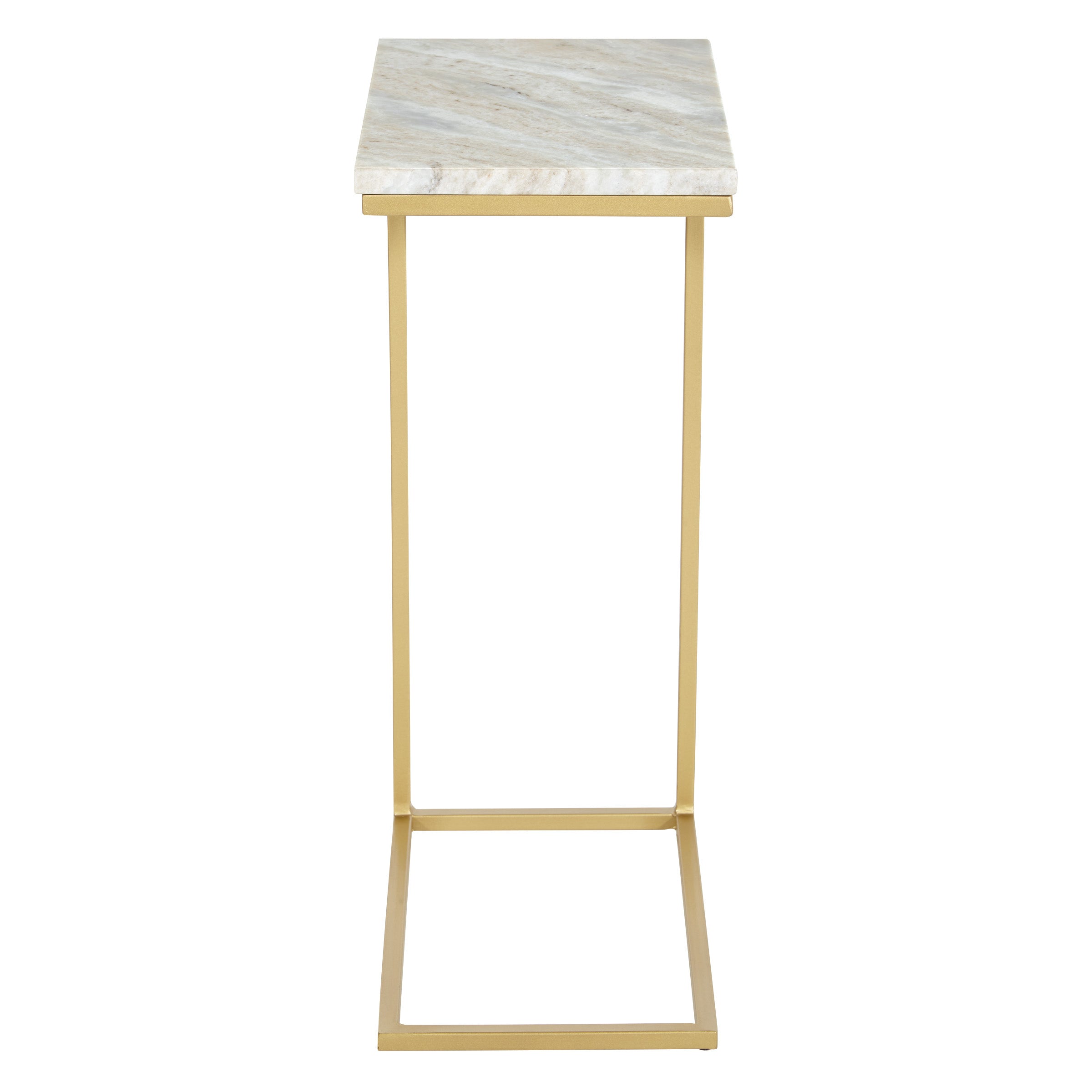 Solid Marble Top C-Table - White / Gold