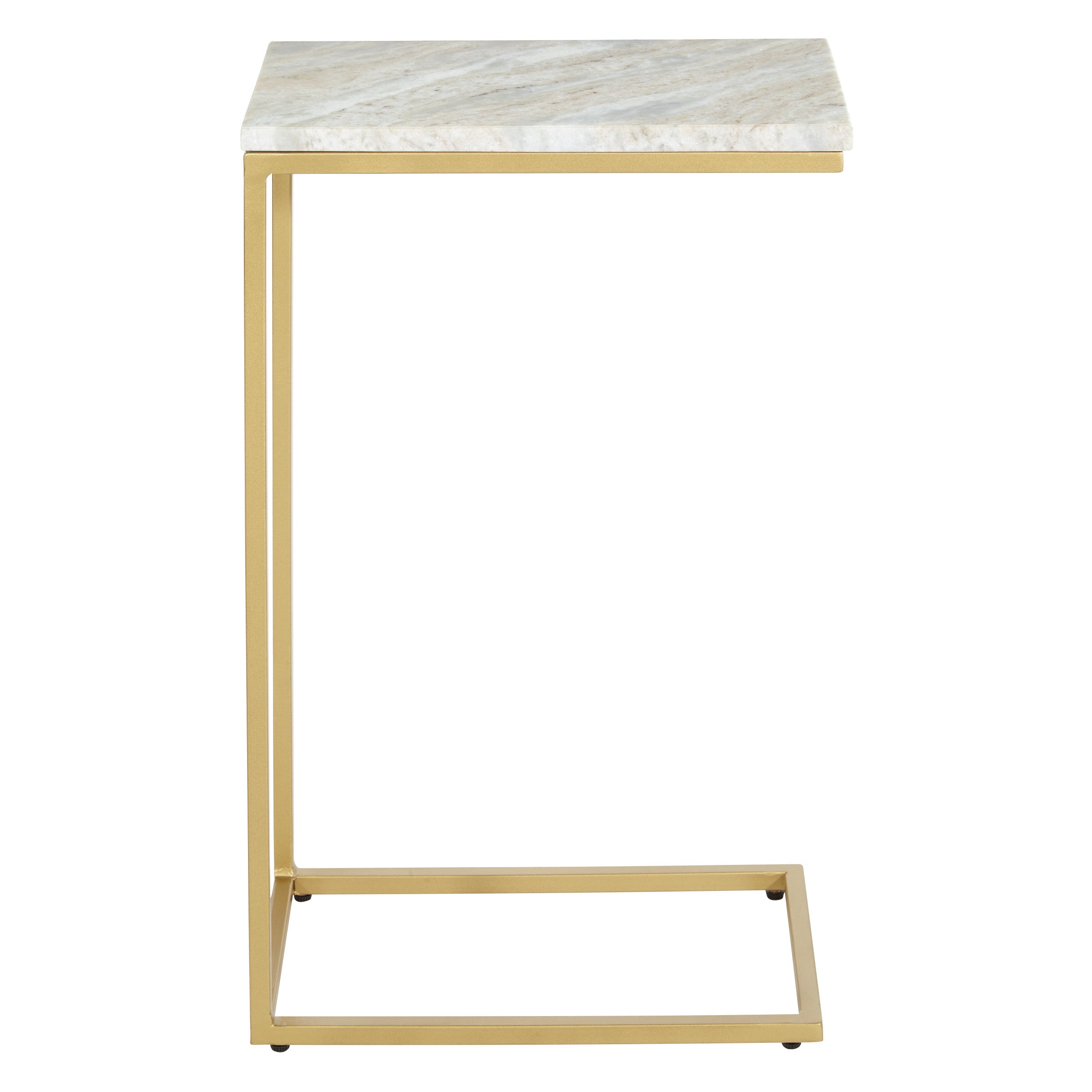 Solid Marble Top C-Table - White / Gold