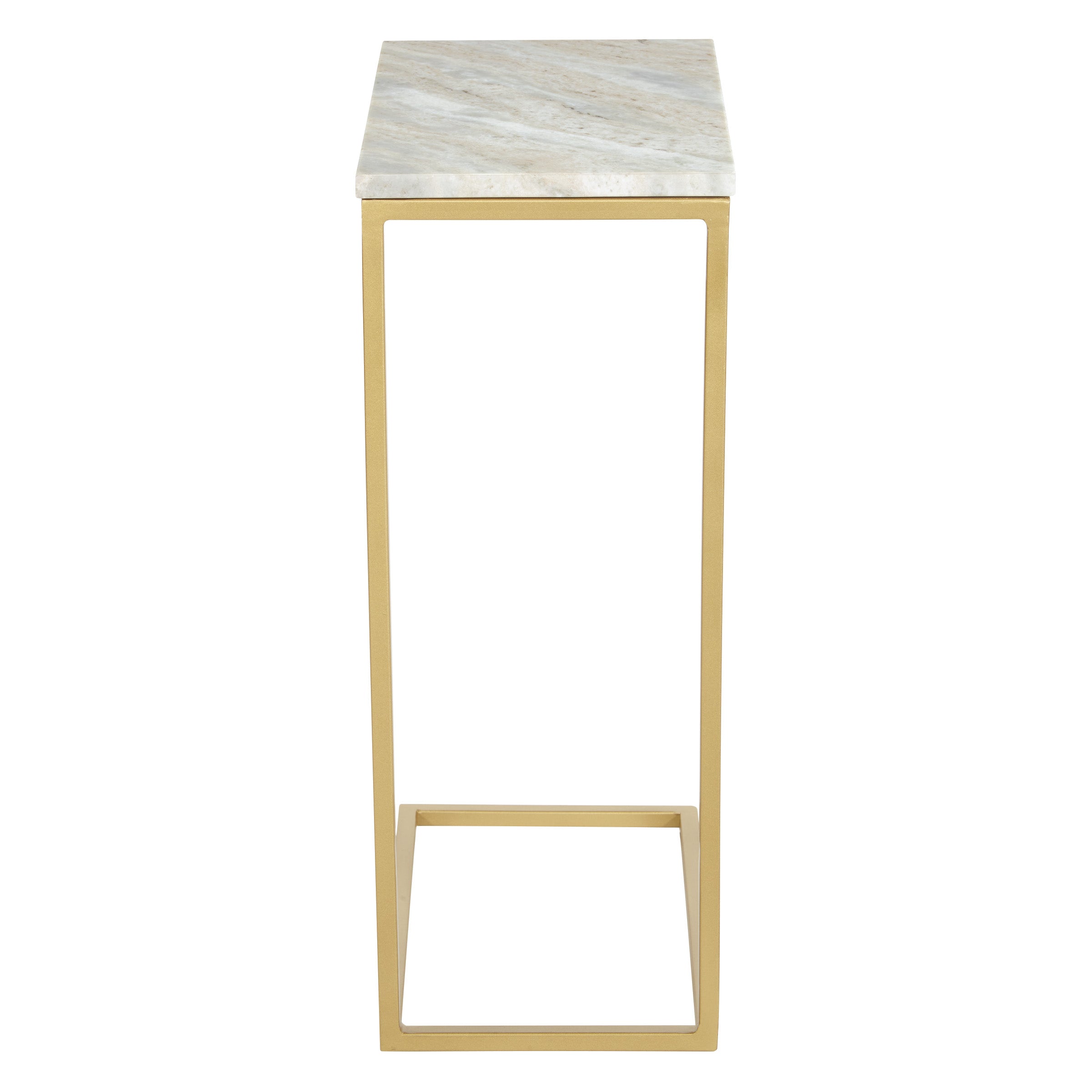 Solid Marble Top C-Table - White / Gold
