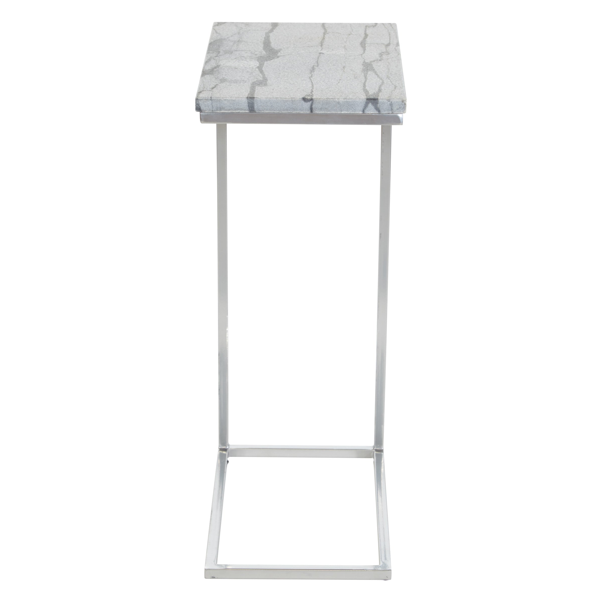 Solid Marble Top C-Table - Grey / Chrome