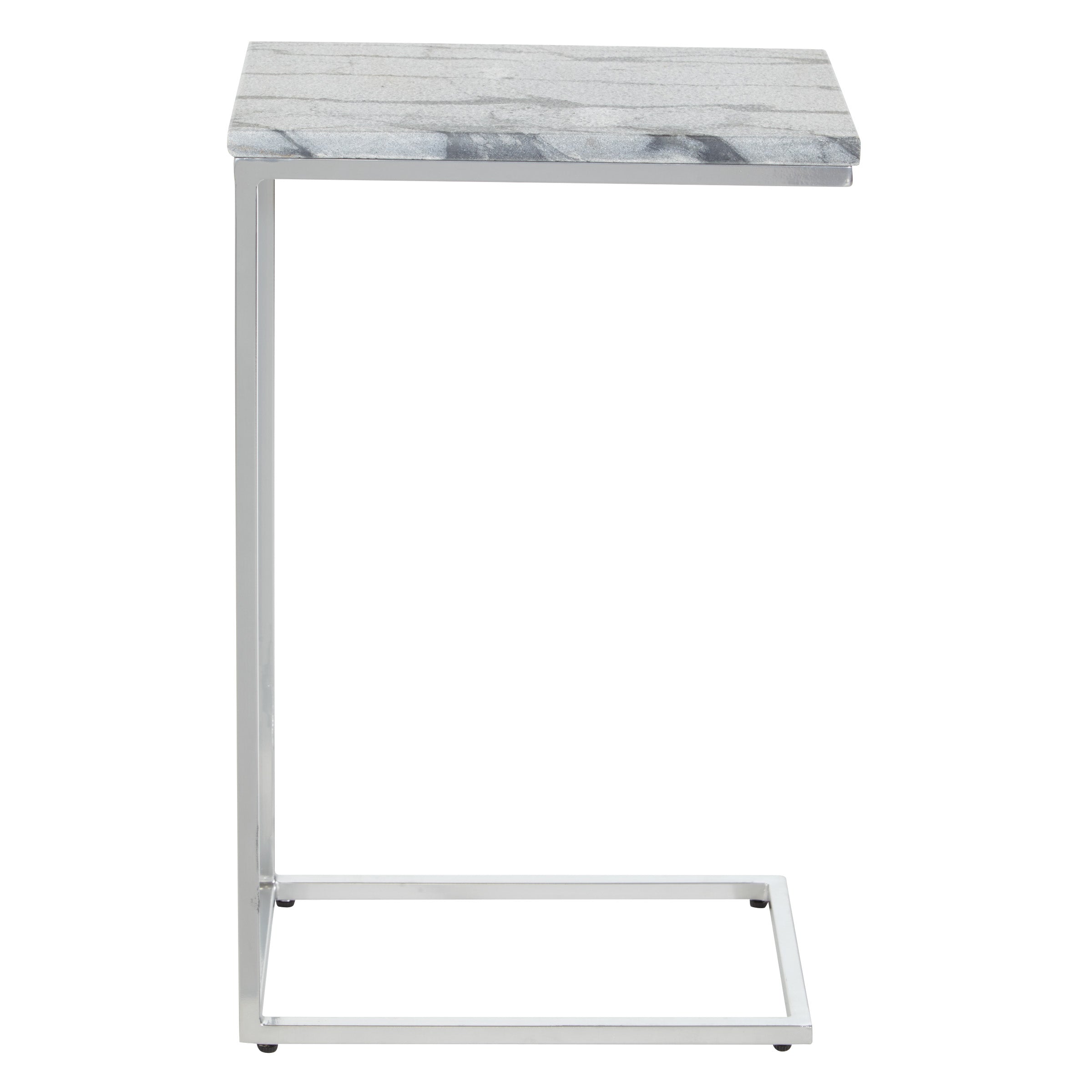 Solid Marble Top C-Table - Grey / Chrome